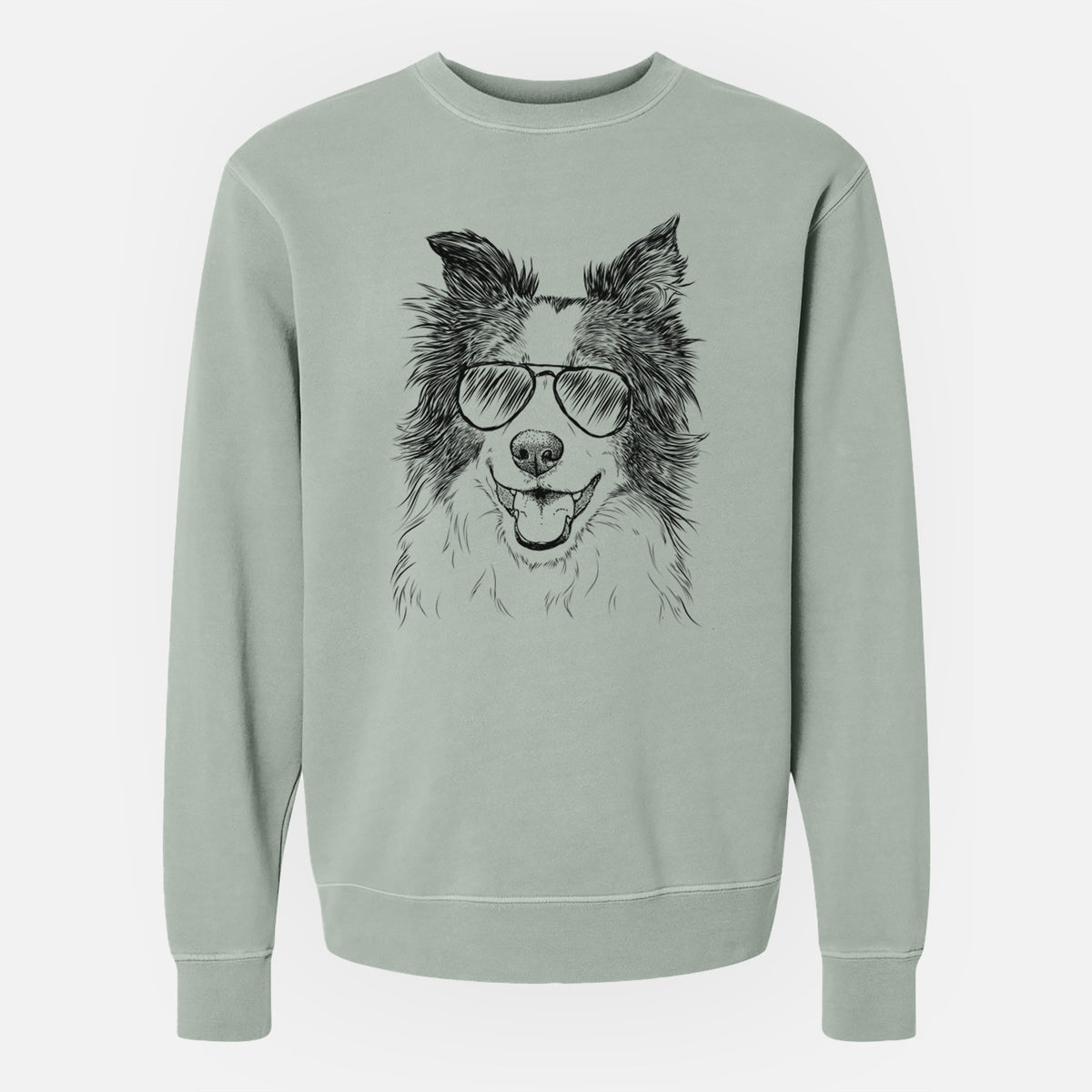 Aviator Kylee the Border Collie - Unisex Pigment Dyed Crew Sweatshirt