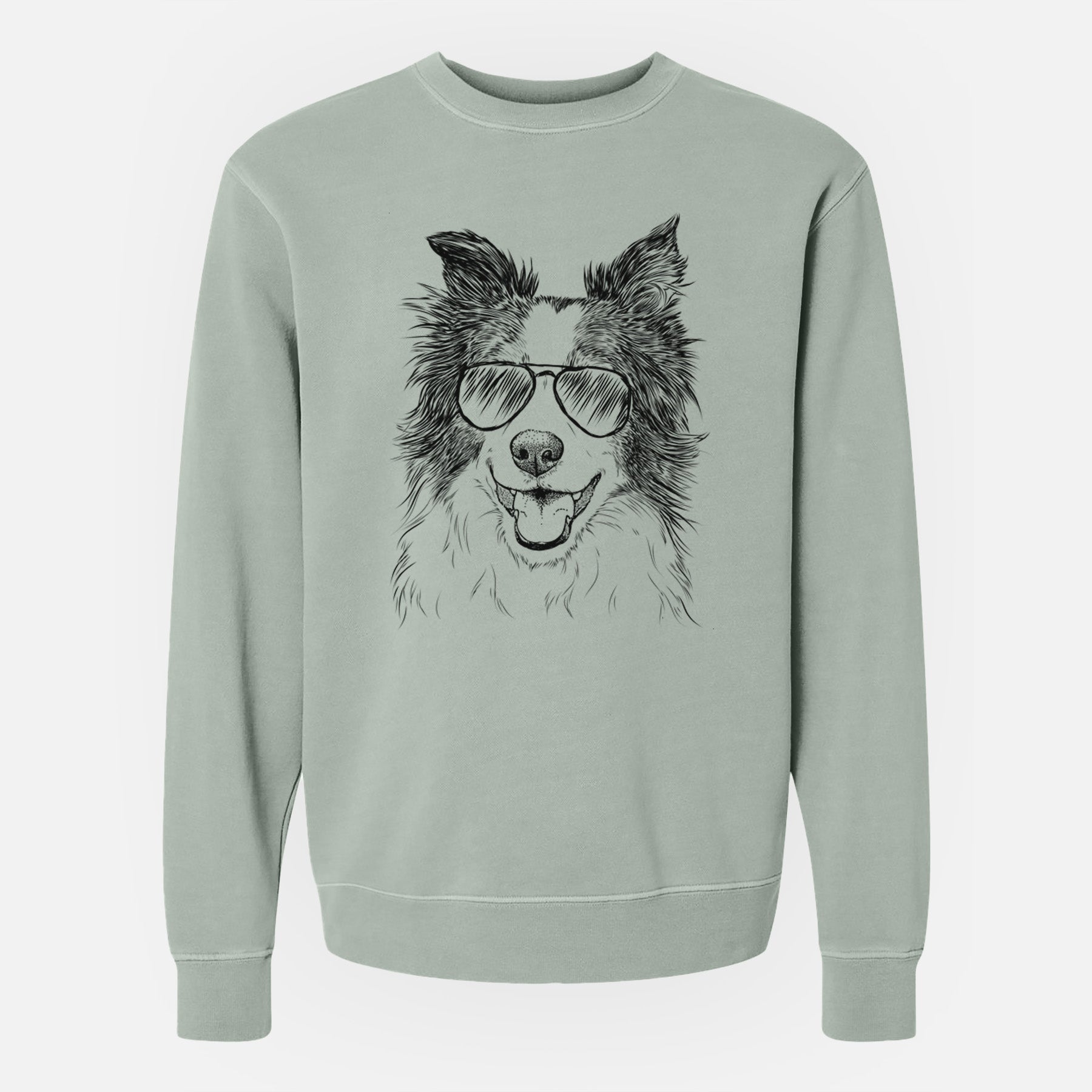 Aviator Kylee the Border Collie - Unisex Pigment Dyed Crew Sweatshirt