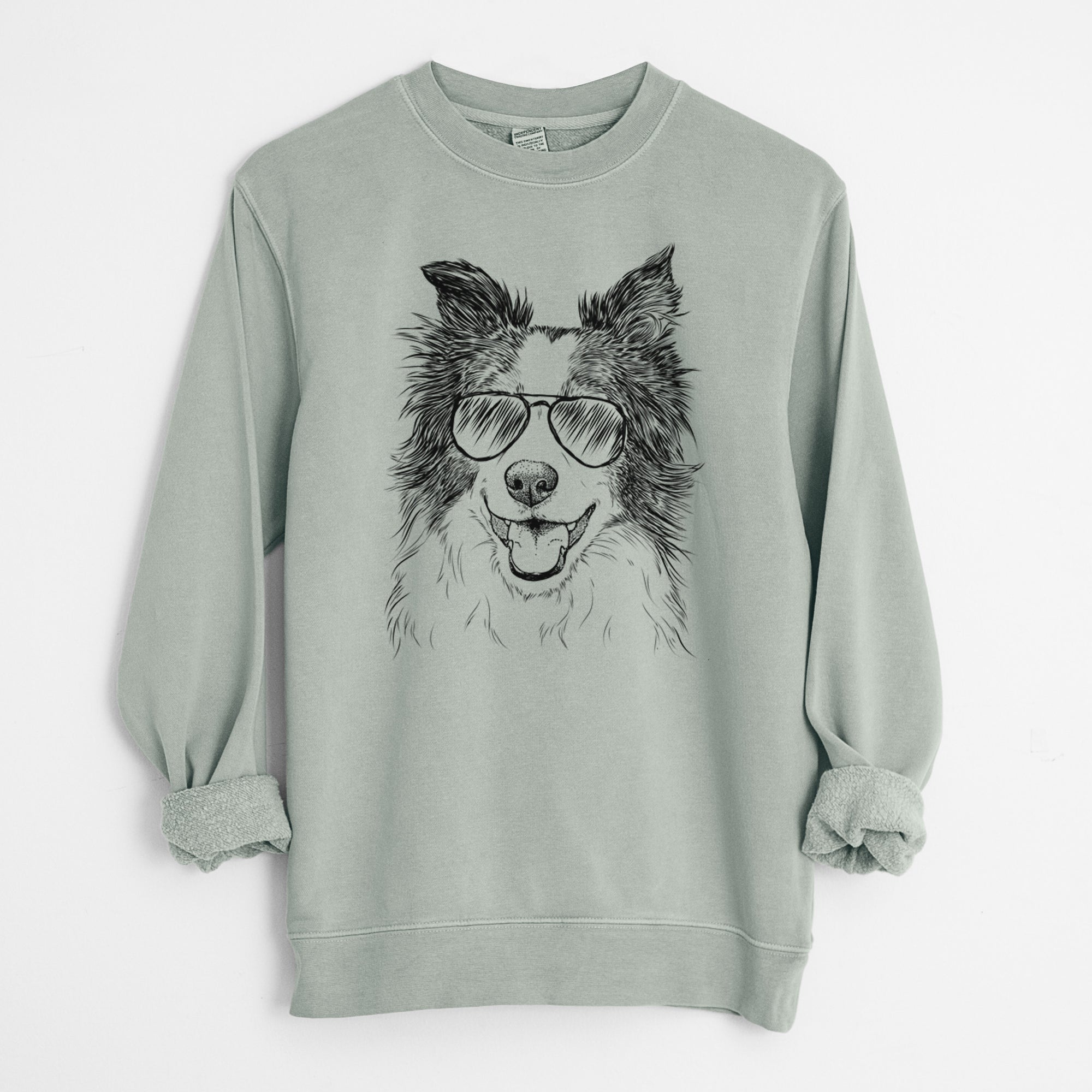 Aviator Kylee the Border Collie - Unisex Pigment Dyed Crew Sweatshirt