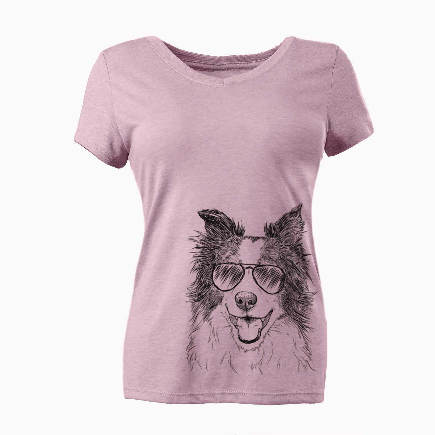 Aviator Kylee the Border Collie - Women's V-neck Shirt