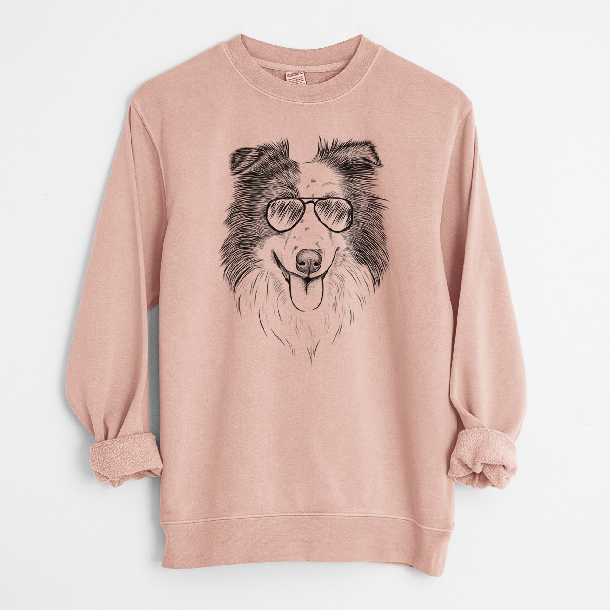 Aviator Lady Bug the Border Collie - Unisex Pigment Dyed Crew Sweatshirt