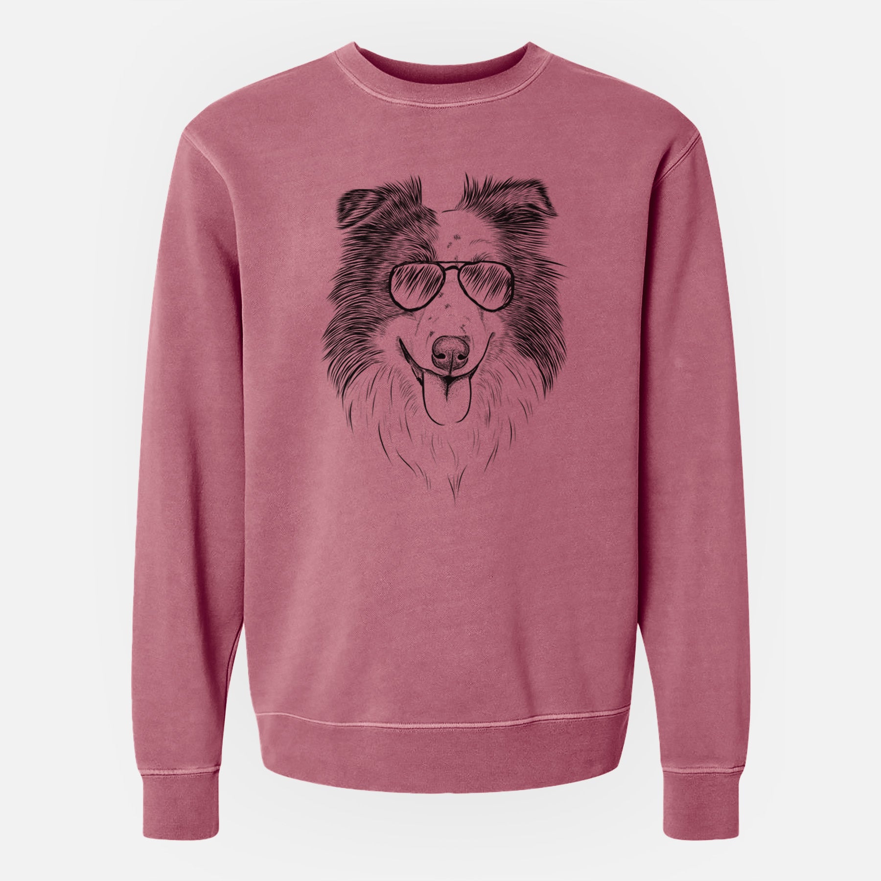 Aviator Lady Bug the Border Collie - Unisex Pigment Dyed Crew Sweatshirt