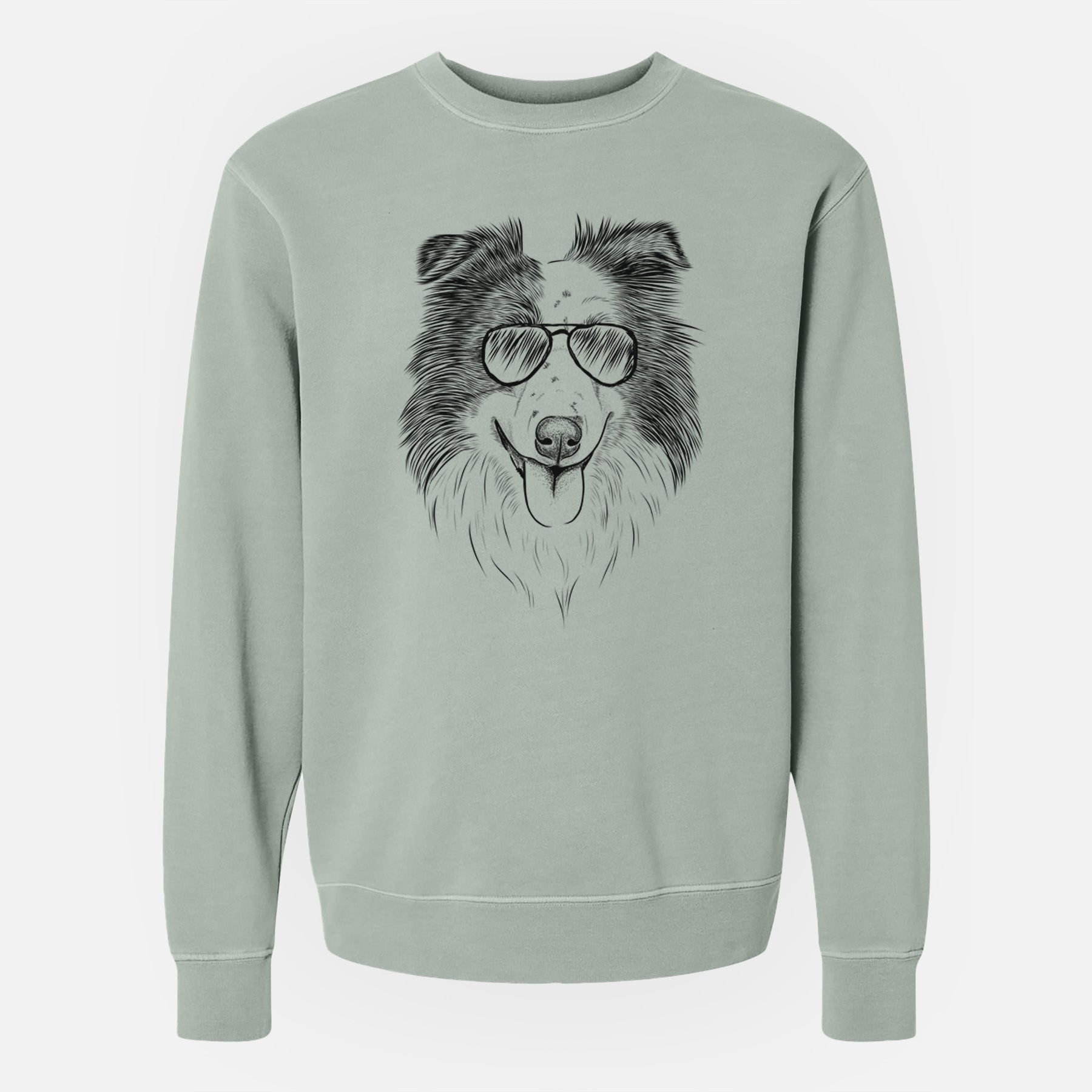 Aviator Lady Bug the Border Collie - Unisex Pigment Dyed Crew Sweatshirt