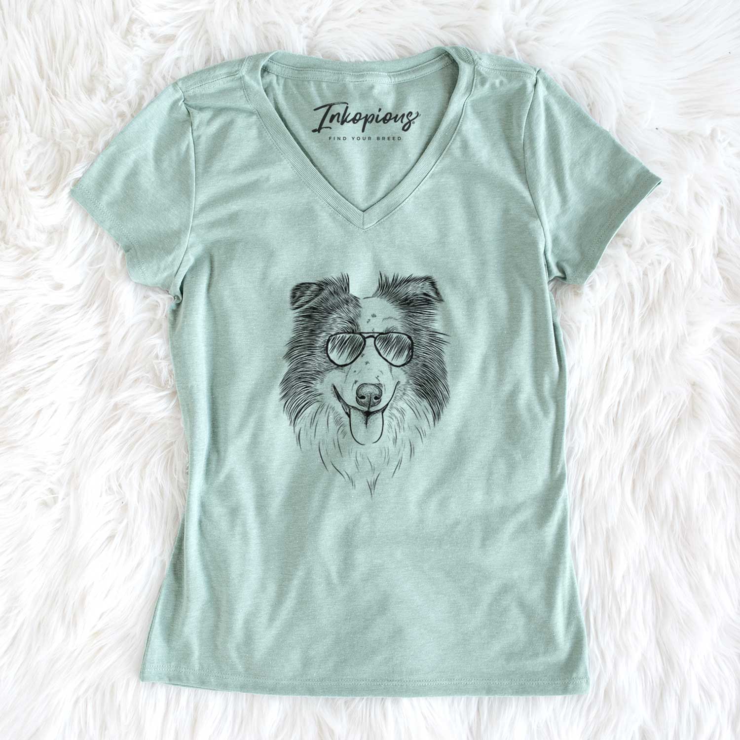 Aviator Lady Bug the Border Collie - Women's V-neck Shirt