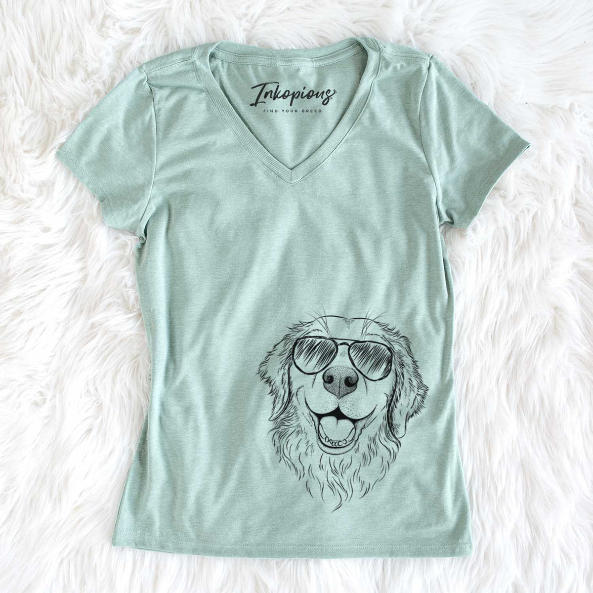 Aviator Legend the Golden Retriever - Women's V-neck Shirt