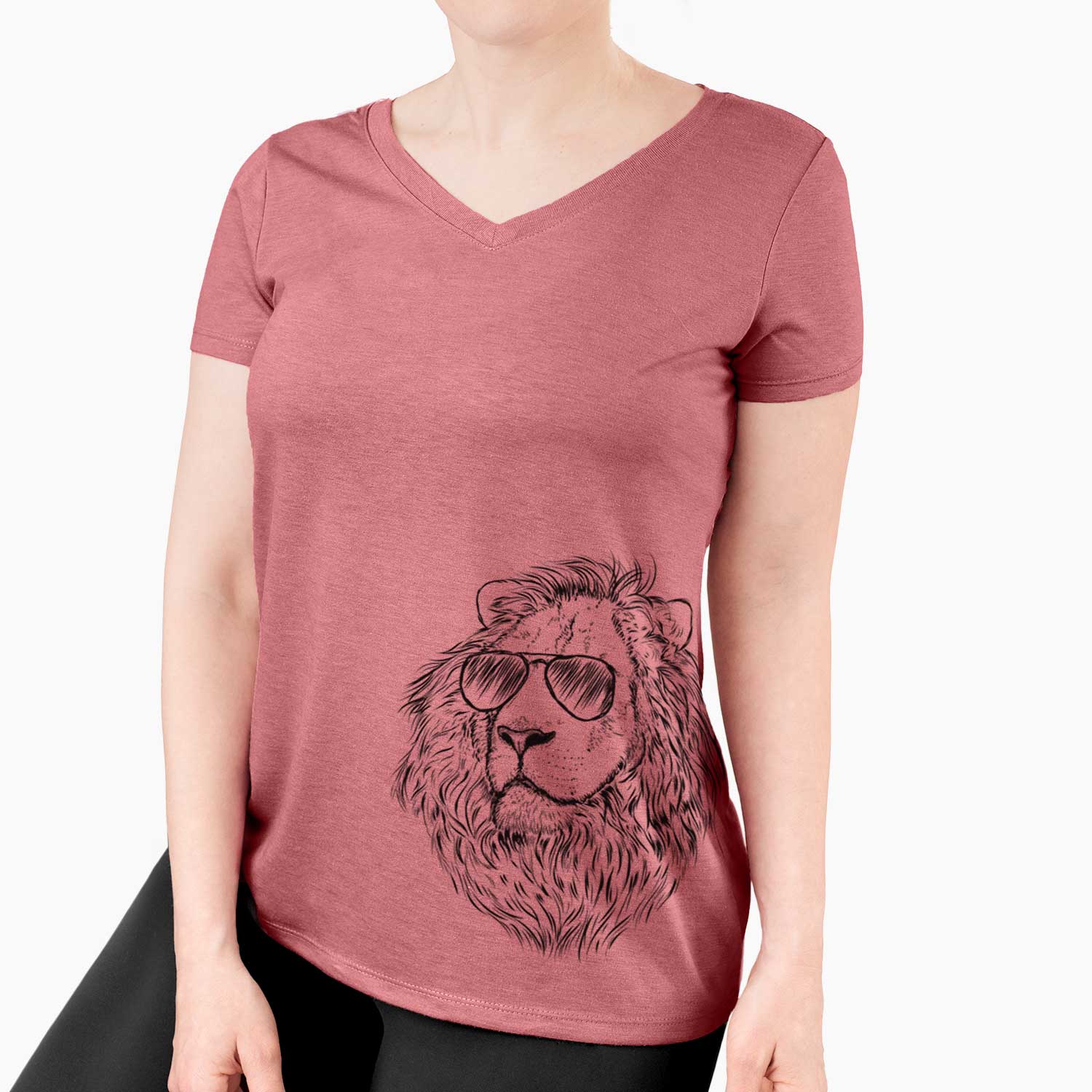 Aviator Lenny the Lion - Women's V-neck Shirt