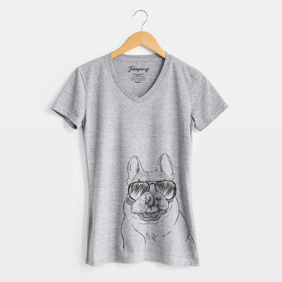 Aviator Lentil the French Bulldog - Women&#39;s V-neck Shirt