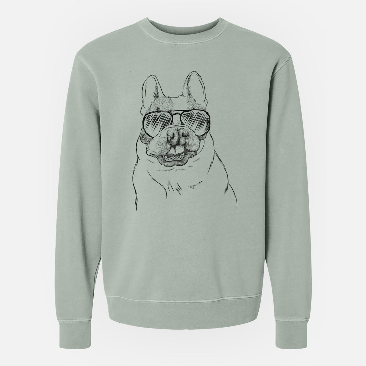 Aviator Lentil the French Bulldog - Unisex Pigment Dyed Crew Sweatshirt