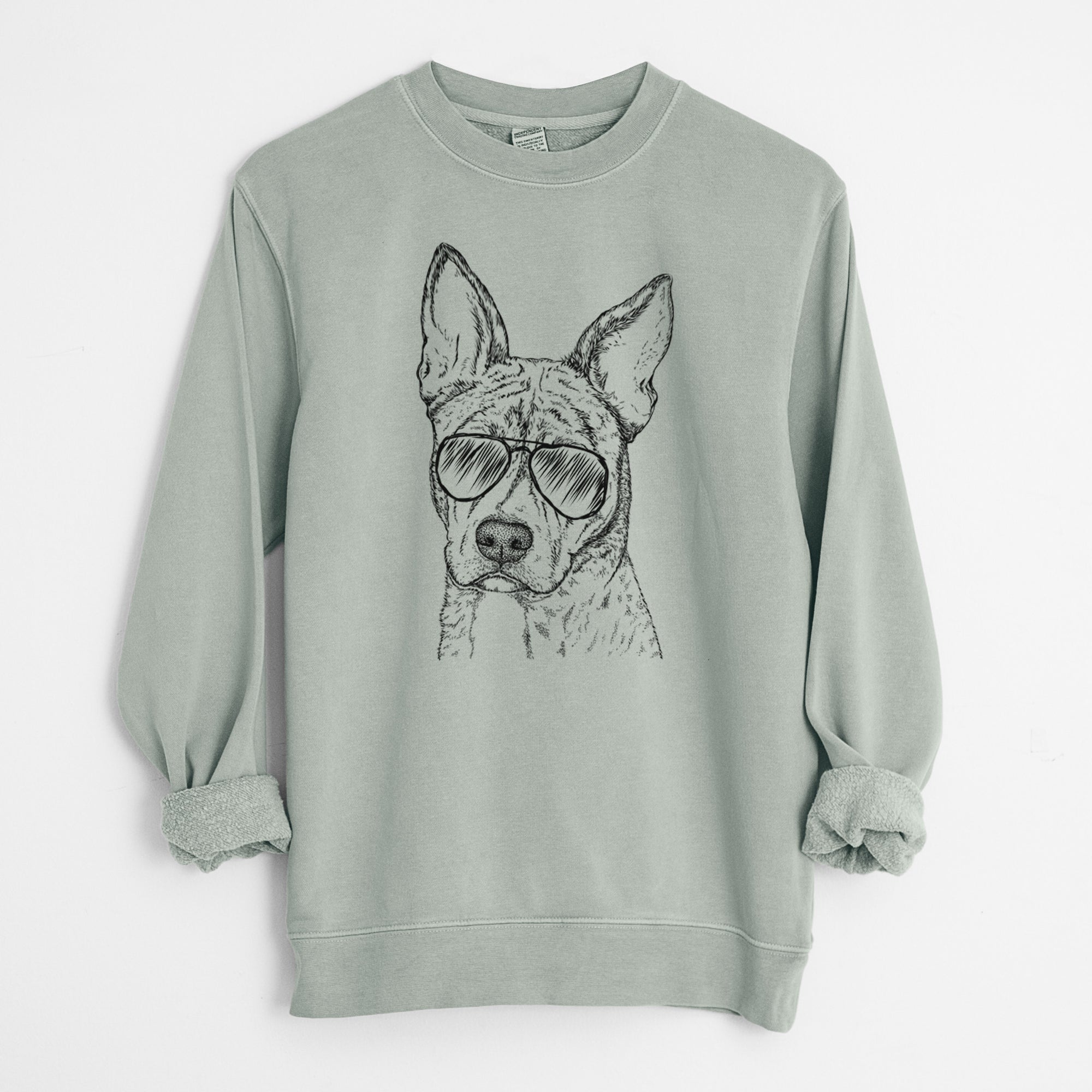 Aviator Leo the Ibizan Hound Bull Mastiff Mix - Unisex Pigment Dyed Crew Sweatshirt