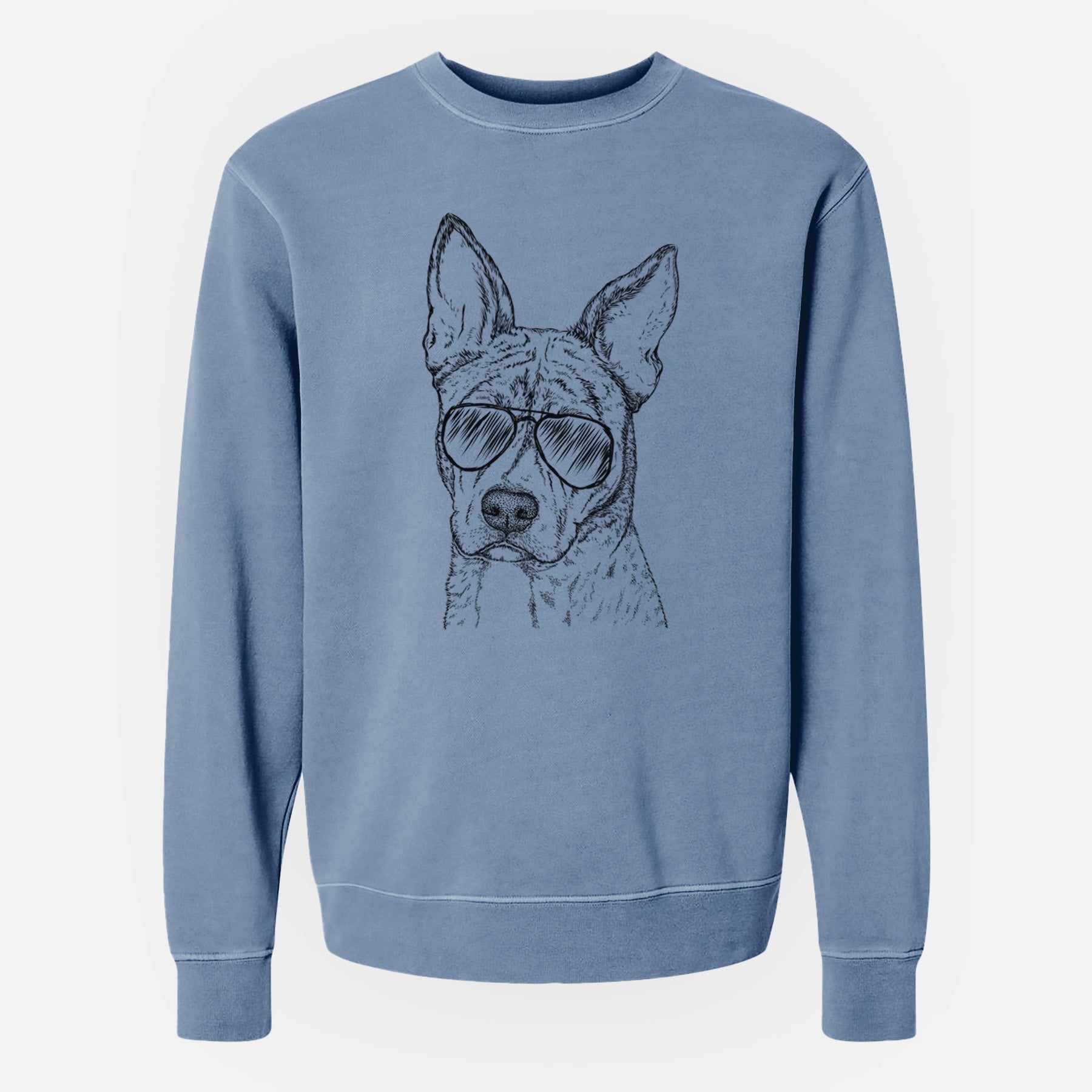 Aviator Leo the Ibizan Hound Bull Mastiff Mix - Unisex Pigment Dyed Crew Sweatshirt