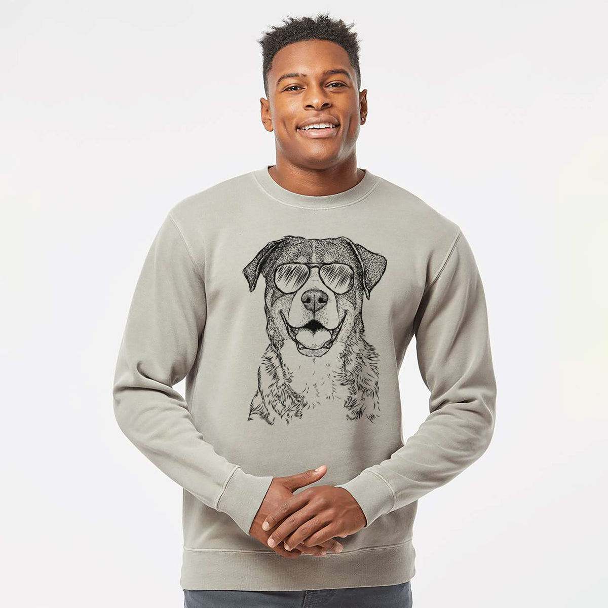 Aviator Leon the Greater Swiss Mountain Dog - Unisex Pigment Dyed Crew Sweatshirt