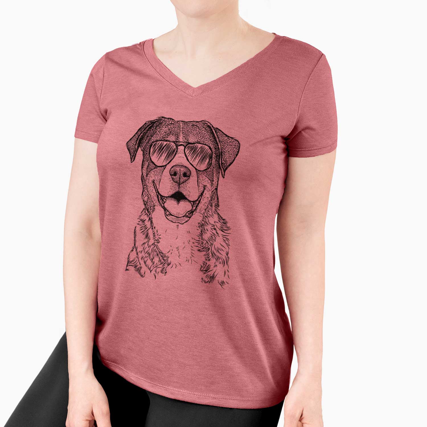 Aviator Leon the Greater Swiss Mountain Dog - Women's V-neck Shirt