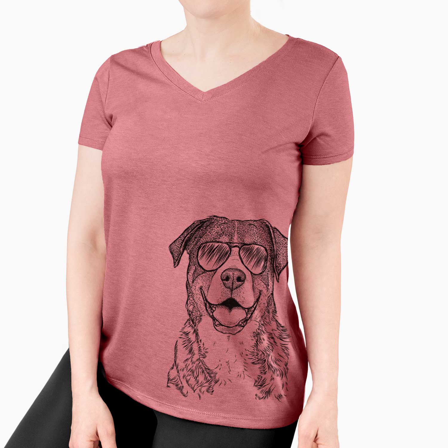 Aviator Leon the Greater Swiss Mountain Dog - Women's V-neck Shirt