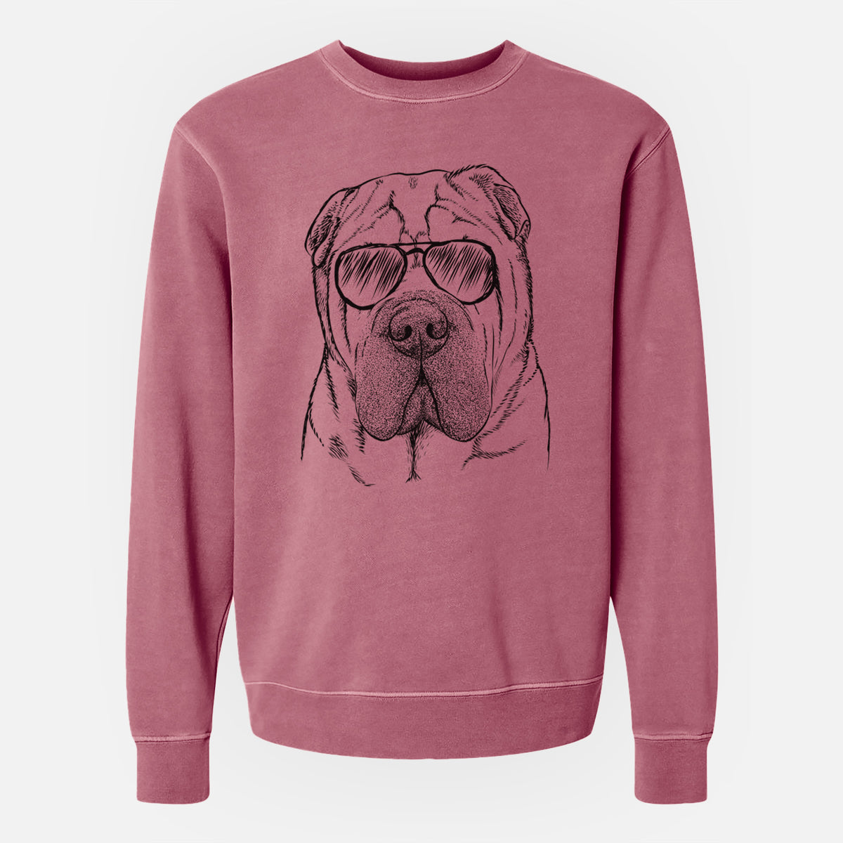 Aviator Lilly the Shar Pei - Unisex Pigment Dyed Crew Sweatshirt