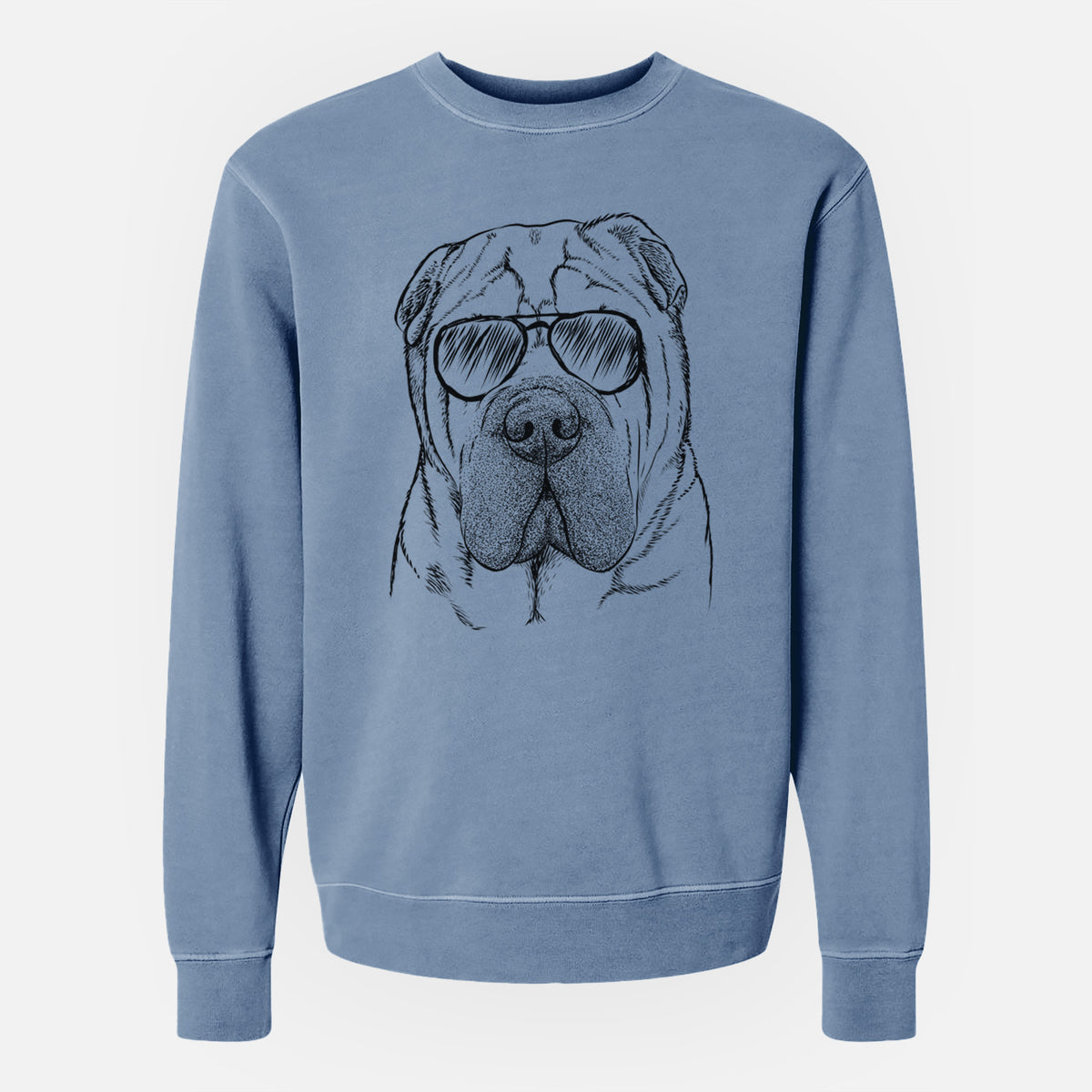Aviator Lilly the Shar Pei - Unisex Pigment Dyed Crew Sweatshirt