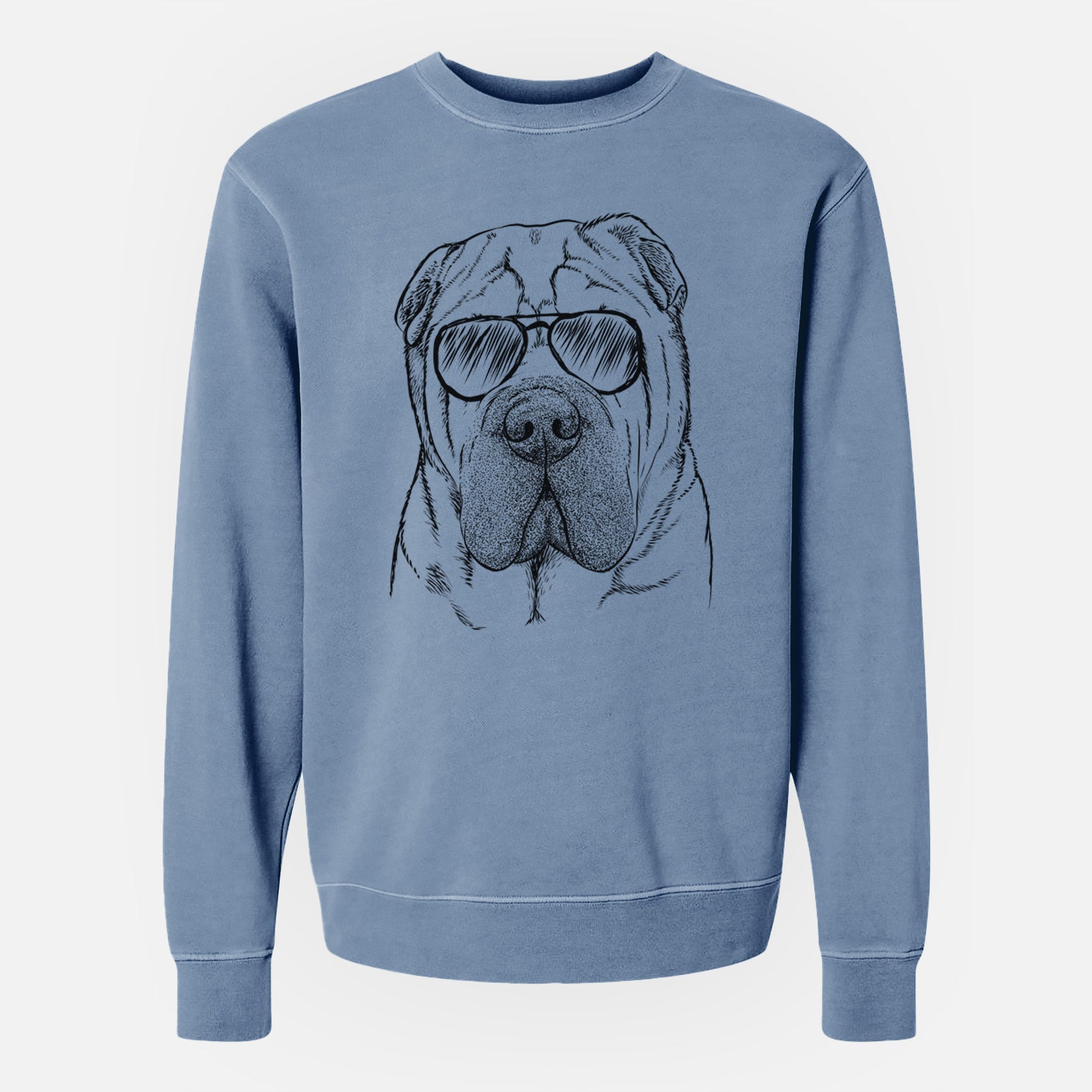Aviator Lilly the Shar Pei - Unisex Pigment Dyed Crew Sweatshirt