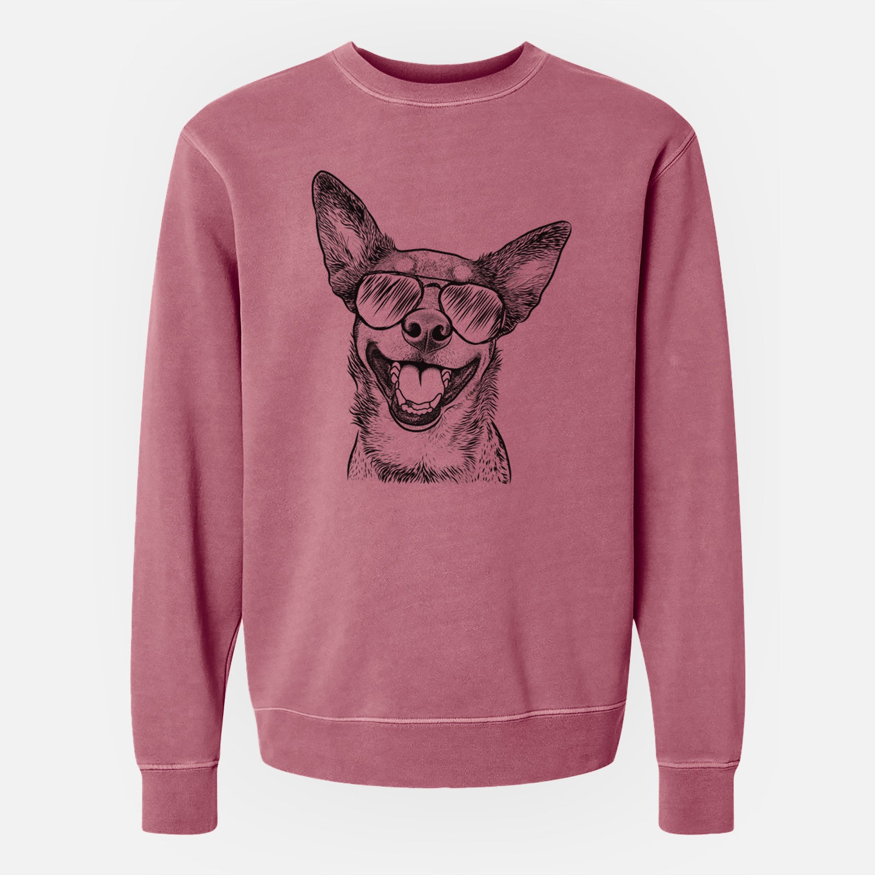 Aviator Lily the Australian Cattle Dog - Unisex Pigment Dyed Crew Sweatshirt