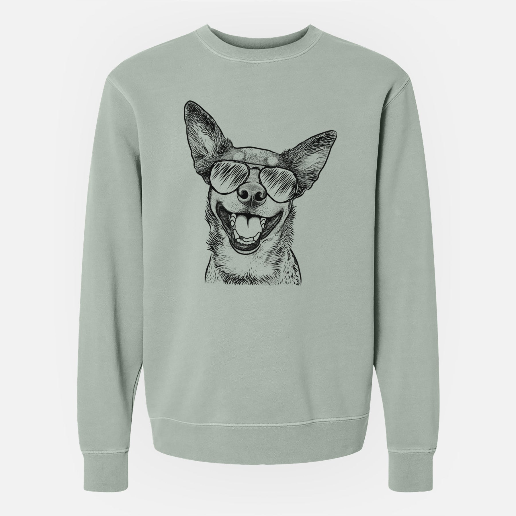 Aviator Lily the Australian Cattle Dog - Unisex Pigment Dyed Crew Sweatshirt