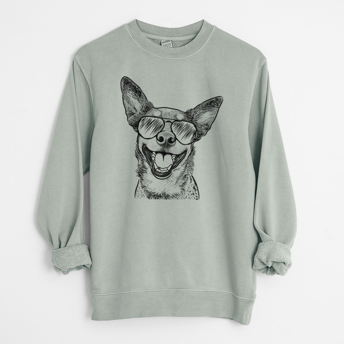 Aviator Lily the Australian Cattle Dog - Unisex Pigment Dyed Crew Sweatshirt