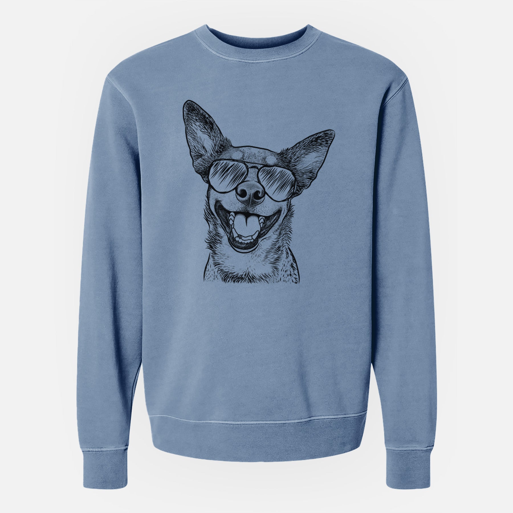 Aviator Lily the Australian Cattle Dog - Unisex Pigment Dyed Crew Sweatshirt