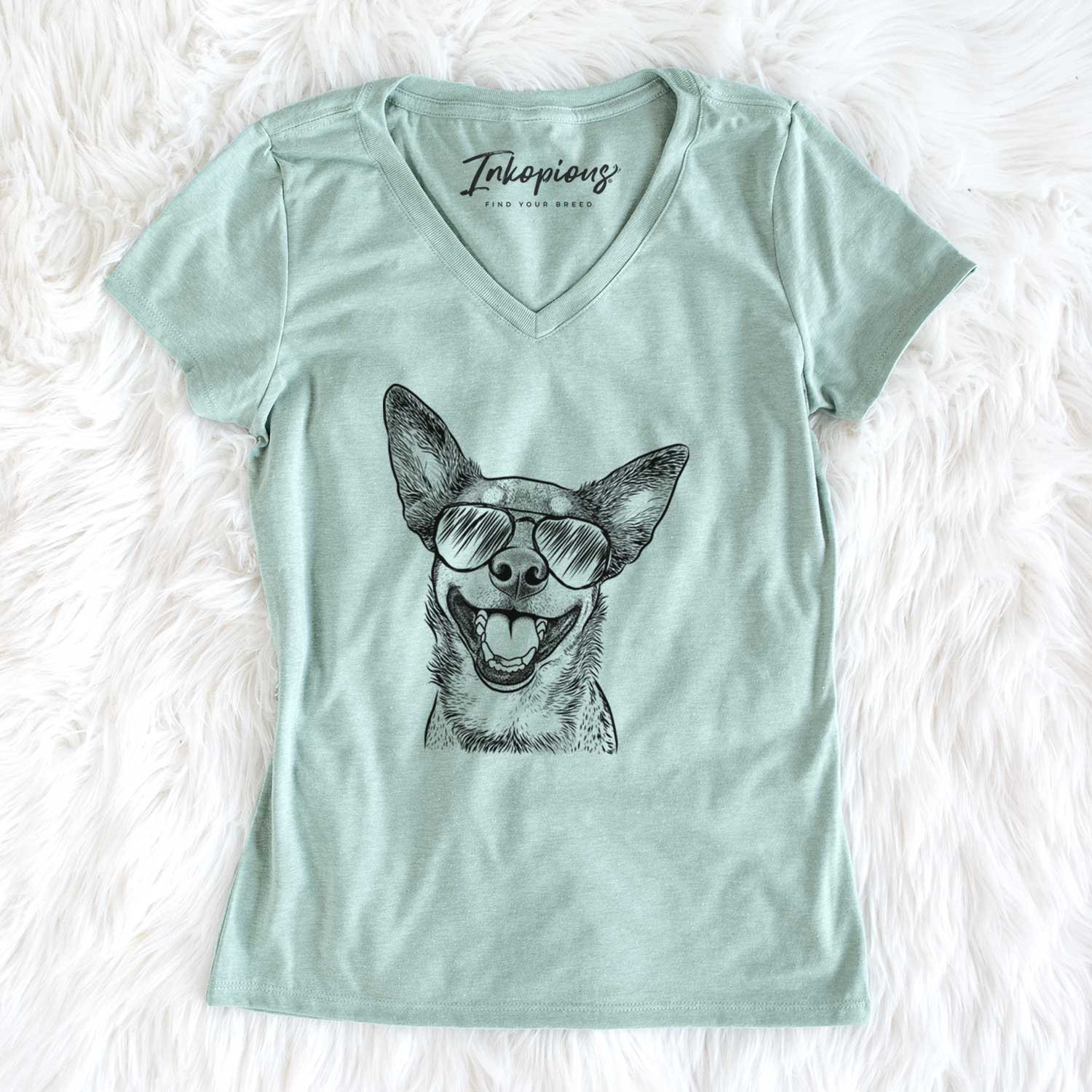 Aviator Lily the Australian Cattle Dog - Women's V-neck Shirt