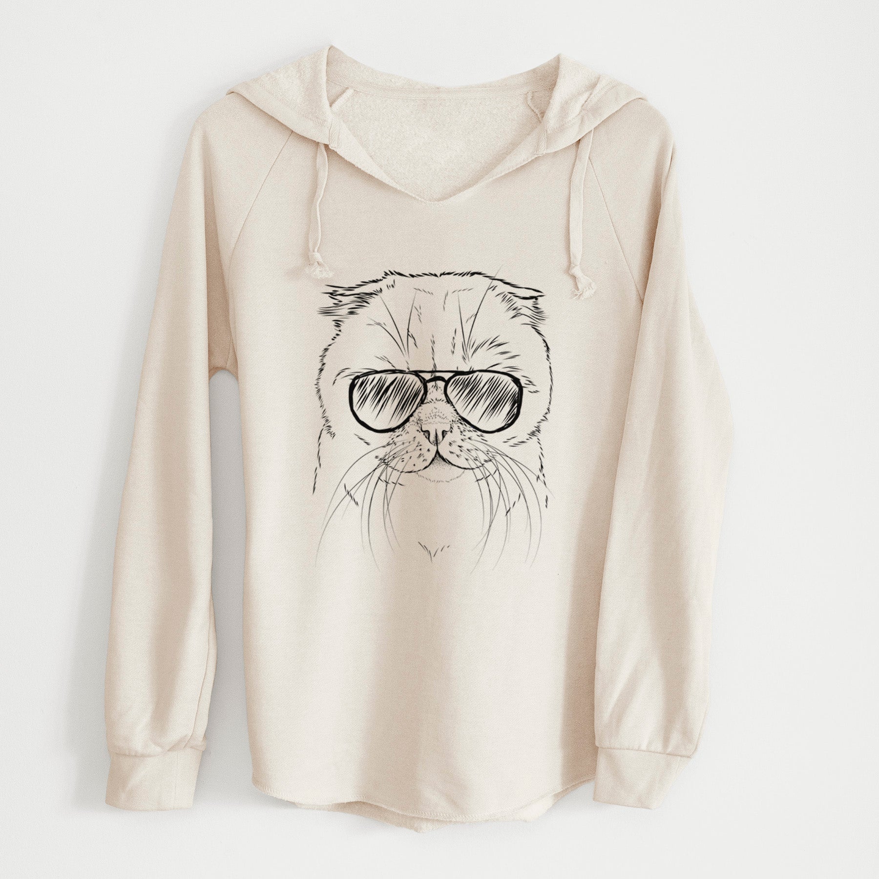 Aviator Lina the Exotic Fold Cat - Cali Wave Hooded Sweatshirt