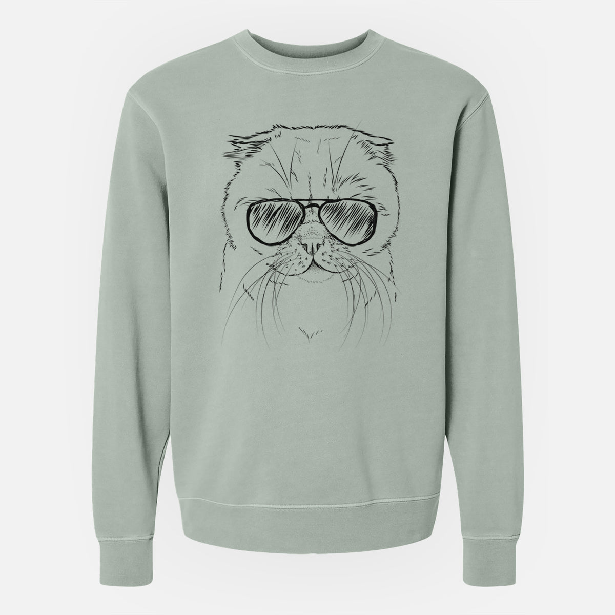 Aviator Lina the Exotic Fold Cat - Unisex Pigment Dyed Crew Sweatshirt