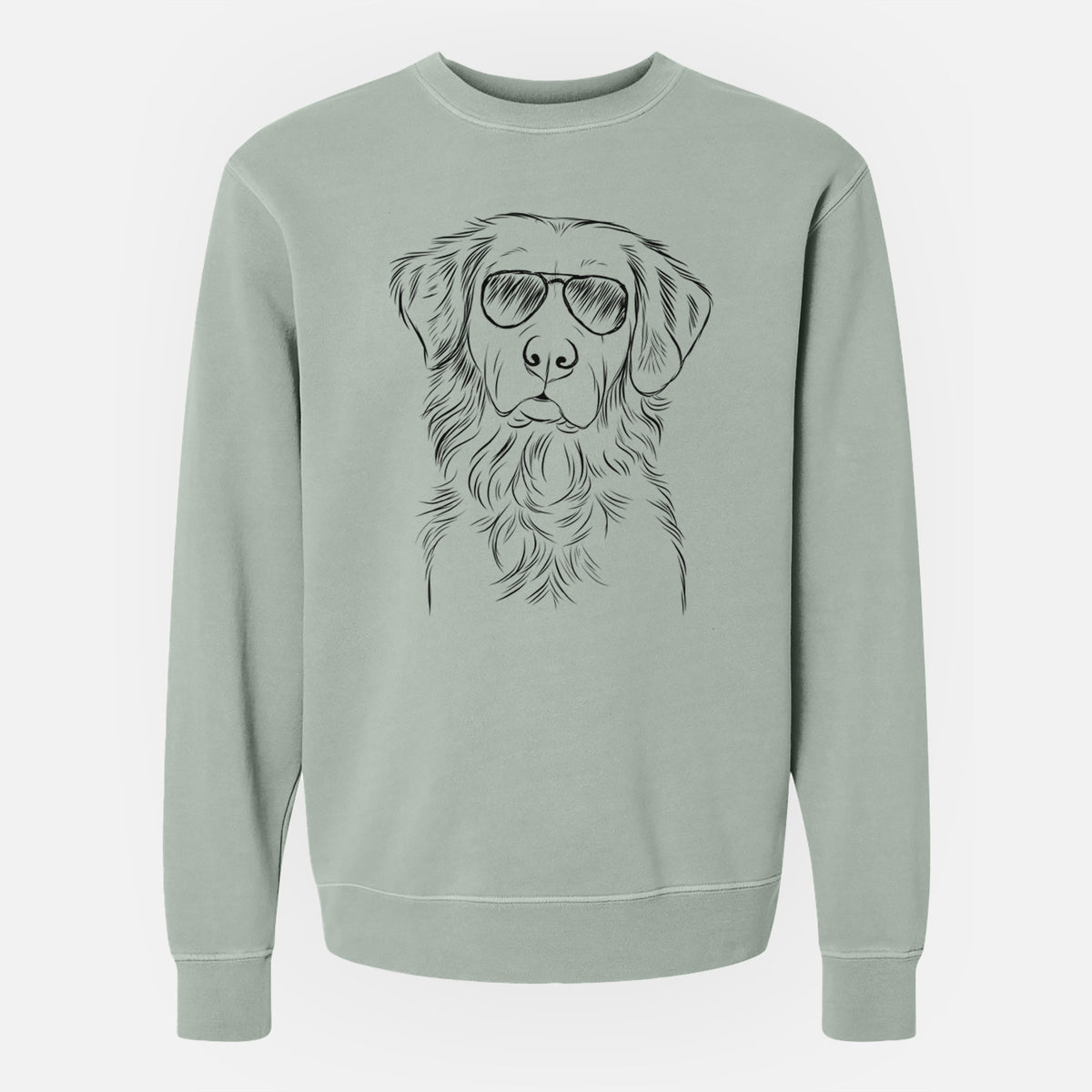 Aviator Linden the Golden Retriever - Unisex Pigment Dyed Crew Sweatshirt