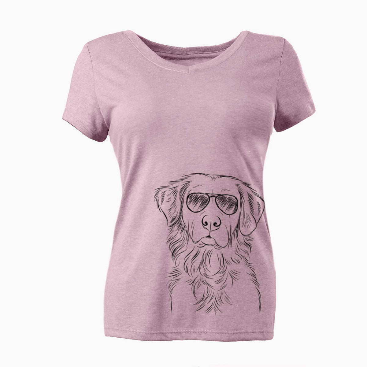Aviator Linden the Golden Retriever - Women's V-neck Shirt