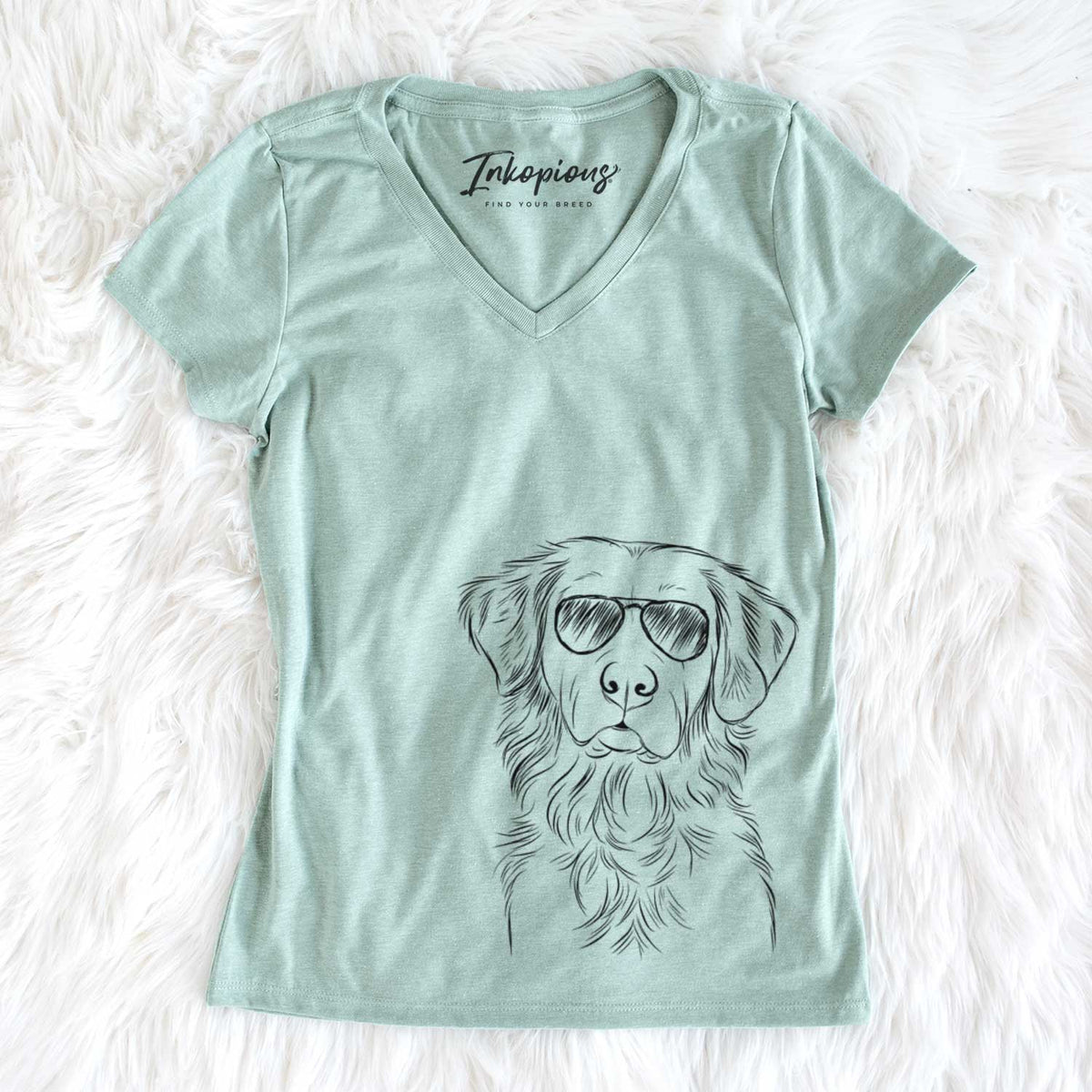 Aviator Linden the Golden Retriever - Women's V-neck Shirt