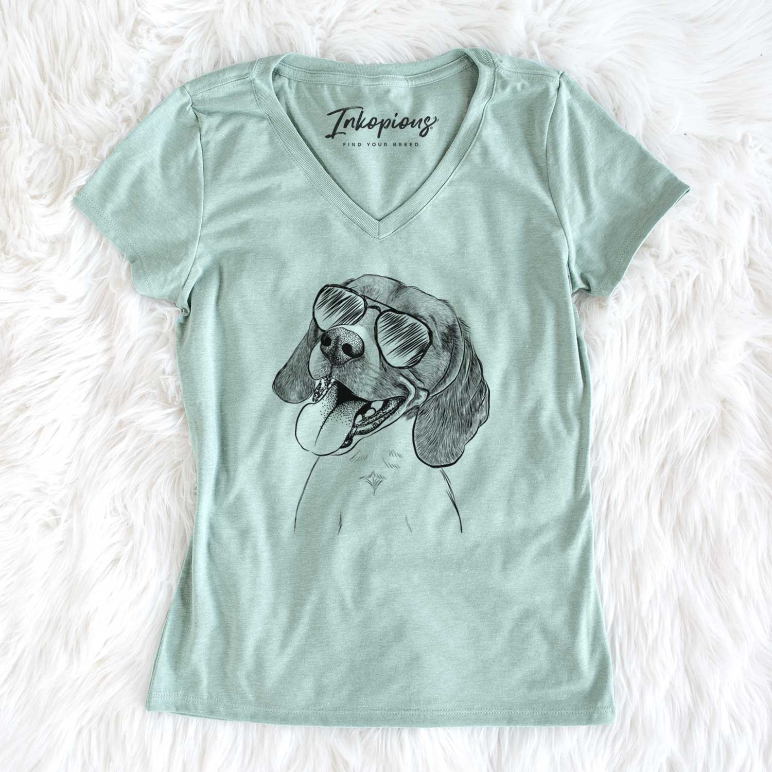 Aviator Little Bandit the Beagle - Women's V-neck Shirt
