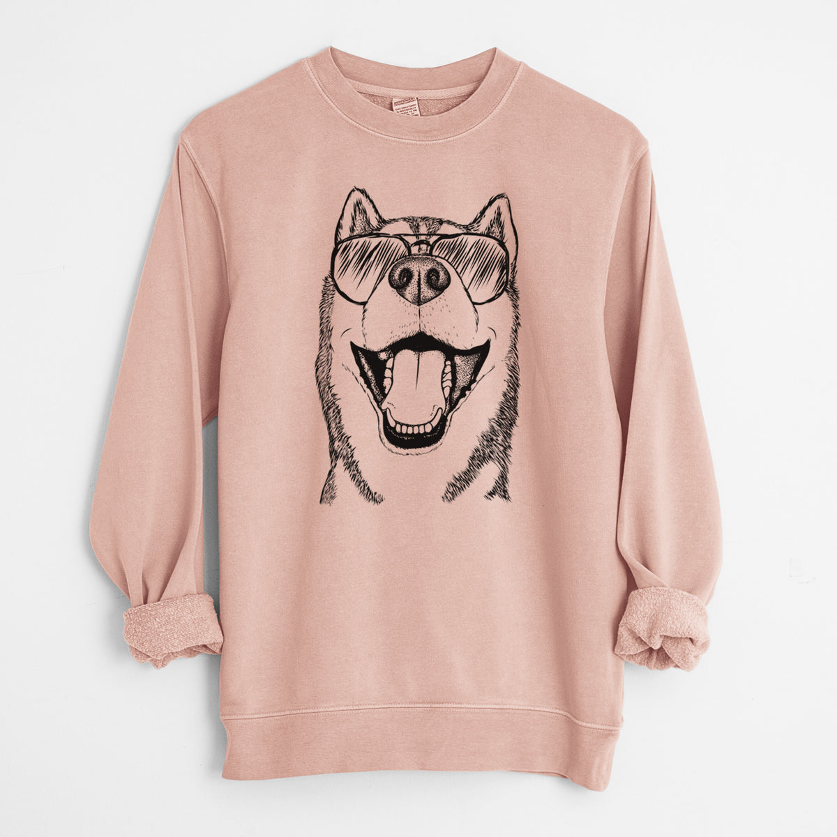 Aviator Little Country the Siberian Husky - Unisex Pigment Dyed Crew Sweatshirt