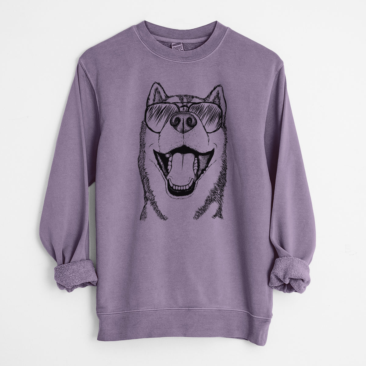 Aviator Little Country the Siberian Husky - Unisex Pigment Dyed Crew Sweatshirt