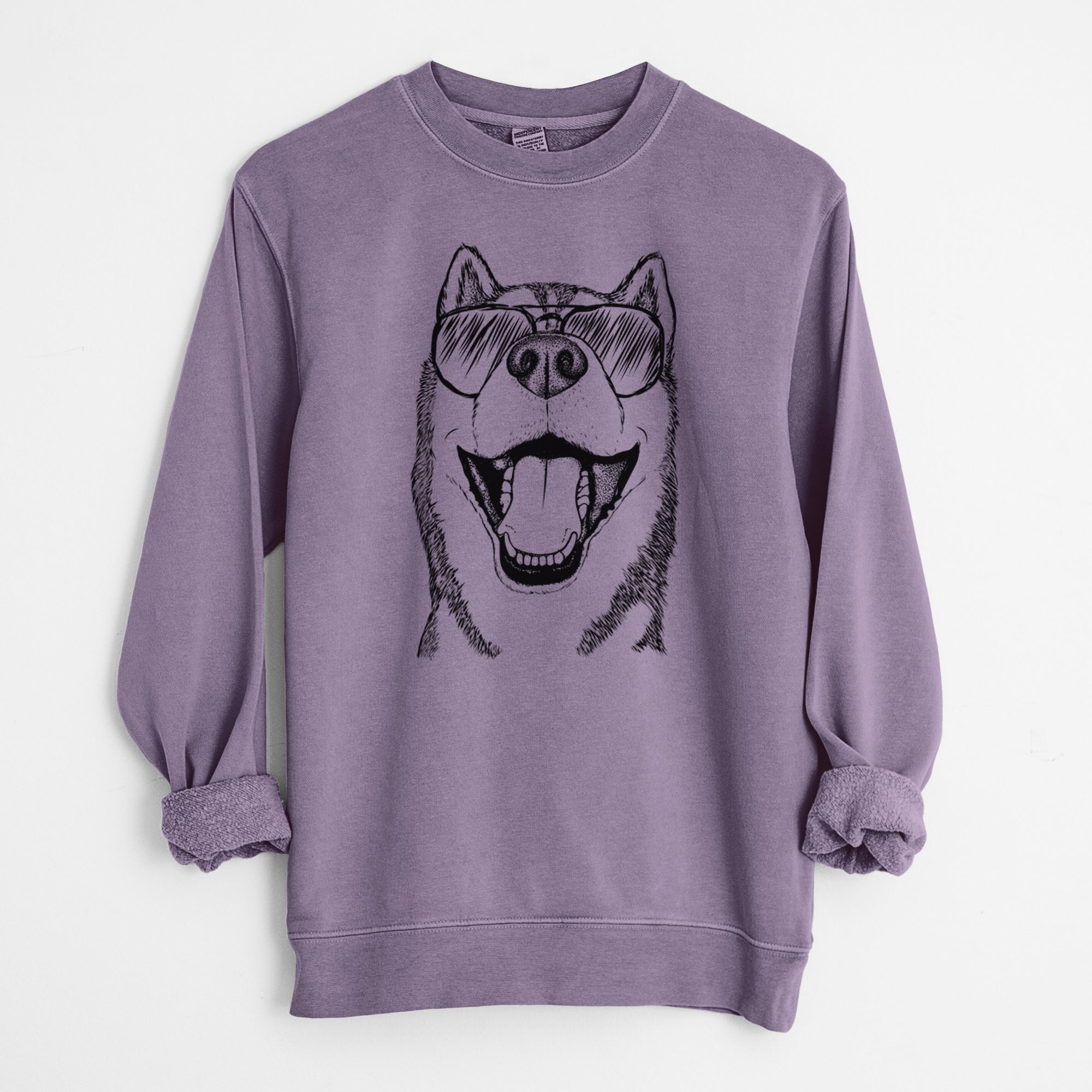 Aviator Little Country the Siberian Husky - Unisex Pigment Dyed Crew Sweatshirt