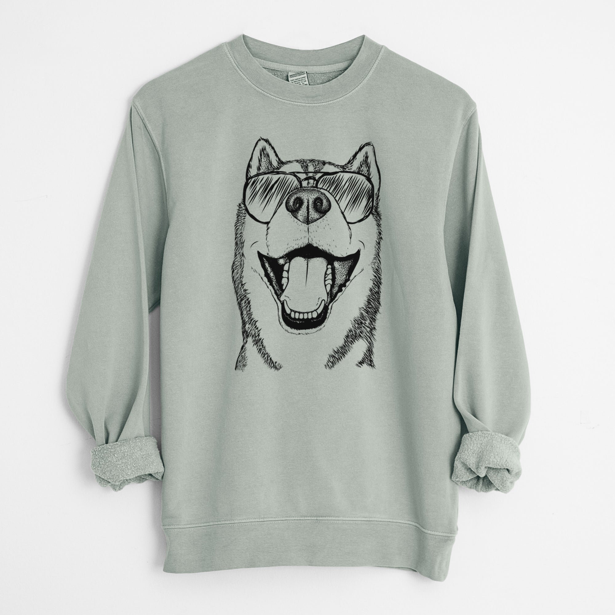 Aviator Little Country the Siberian Husky - Unisex Pigment Dyed Crew Sweatshirt