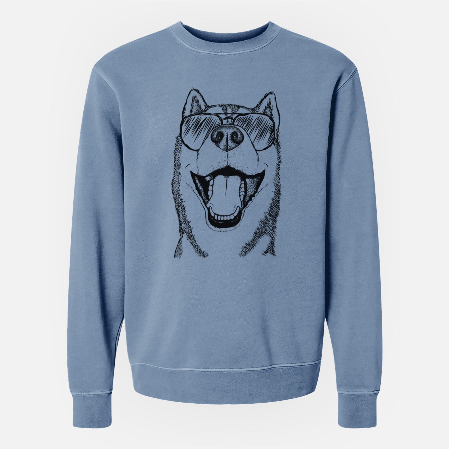 Aviator Little Country the Siberian Husky - Unisex Pigment Dyed Crew Sweatshirt