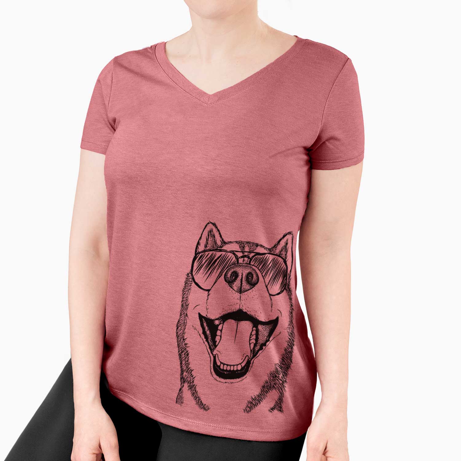 Aviator Little Country the Siberian Husky - Women's V-neck Shirt