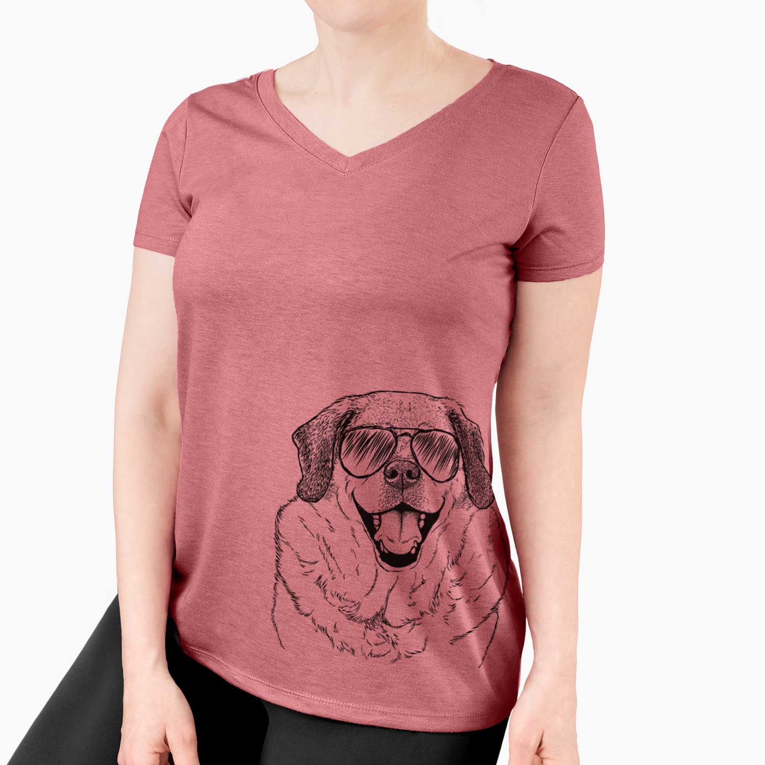 Aviator Little Man the Puggle - Women's V-neck Shirt