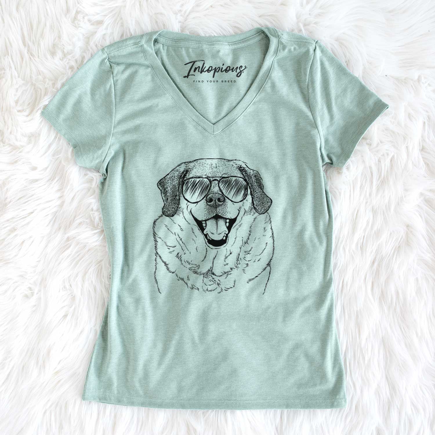 Aviator Little Man the Puggle - Women's V-neck Shirt