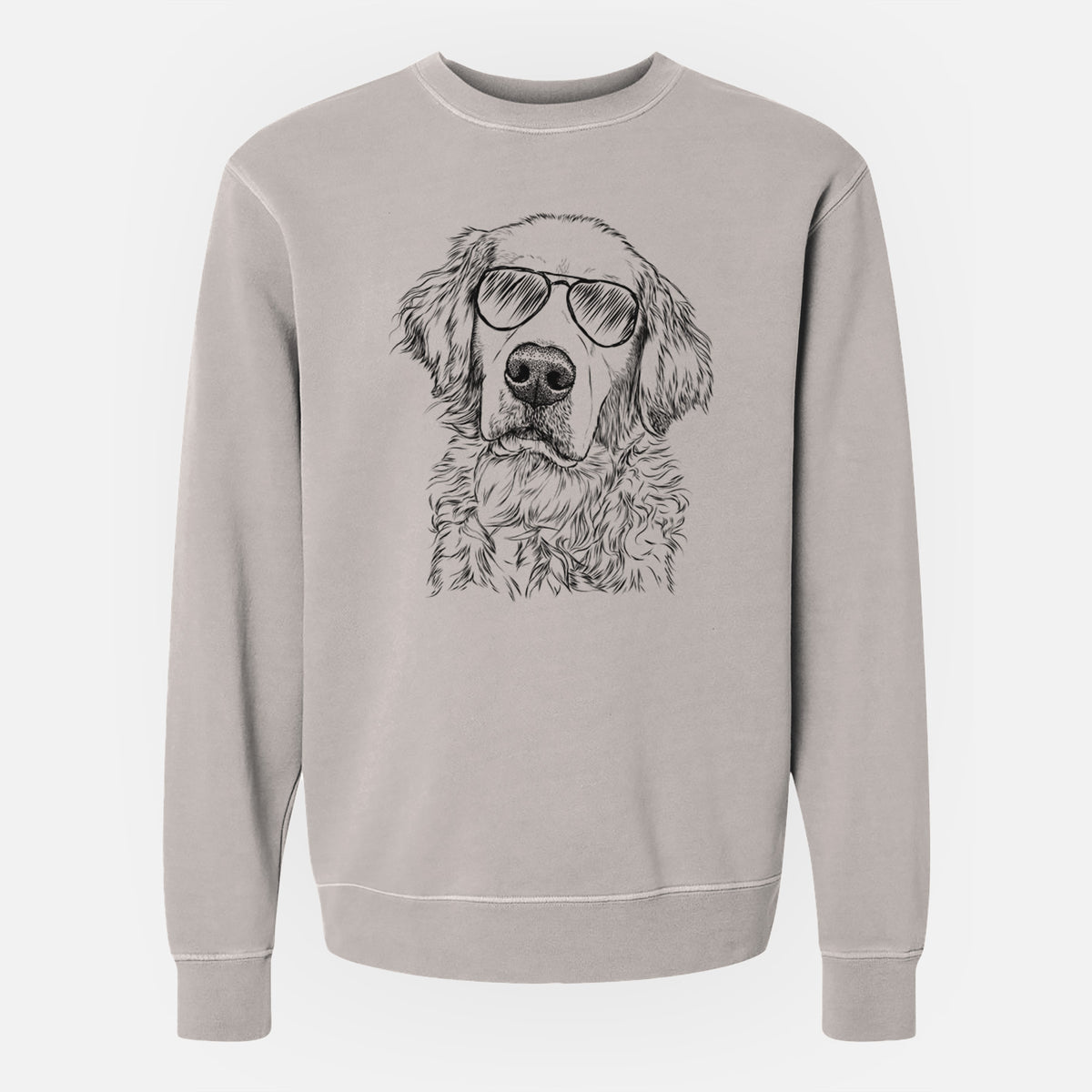 Aviator Loganator the Golden Retriever - Unisex Pigment Dyed Crew Sweatshirt