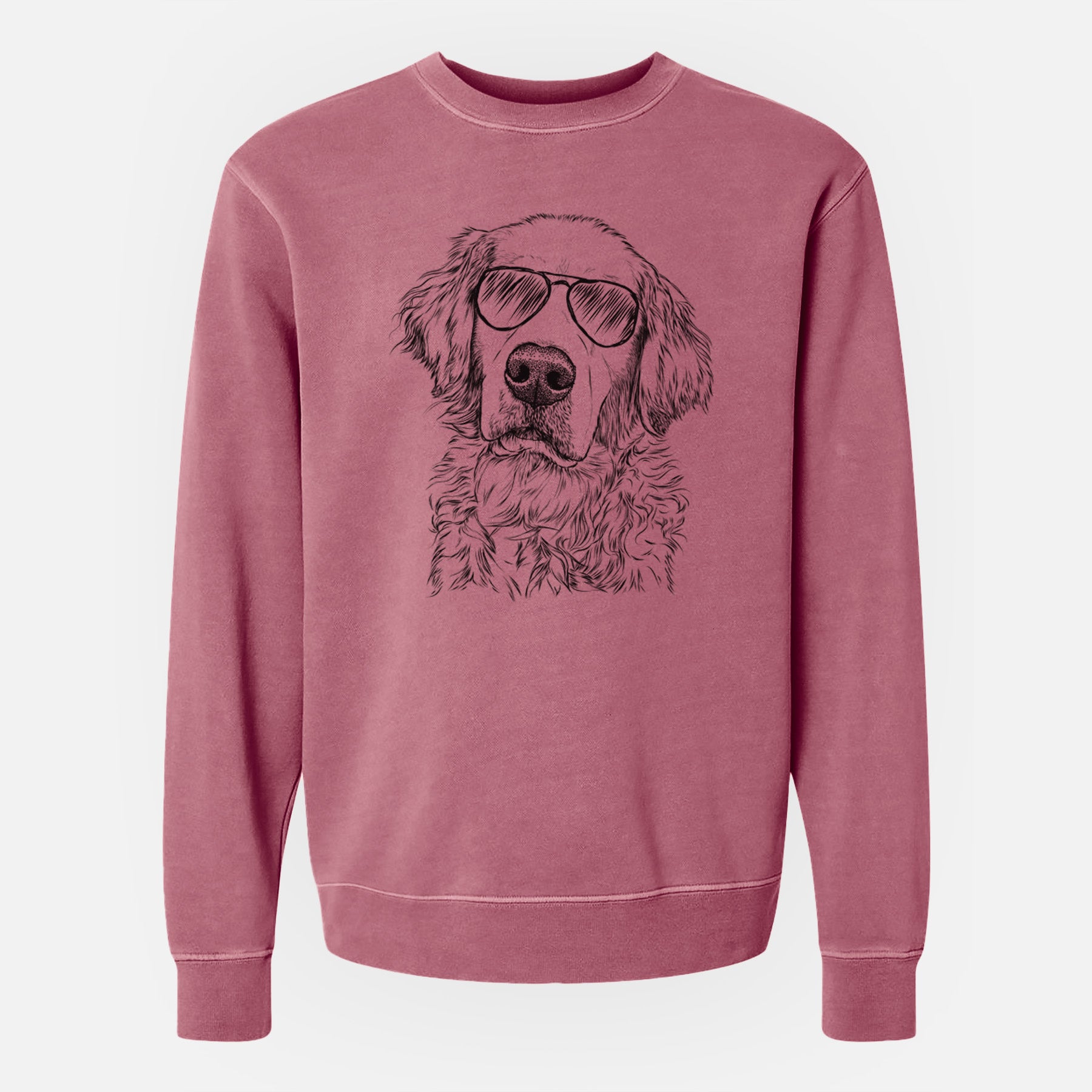 Aviator Loganator the Golden Retriever - Unisex Pigment Dyed Crew Sweatshirt