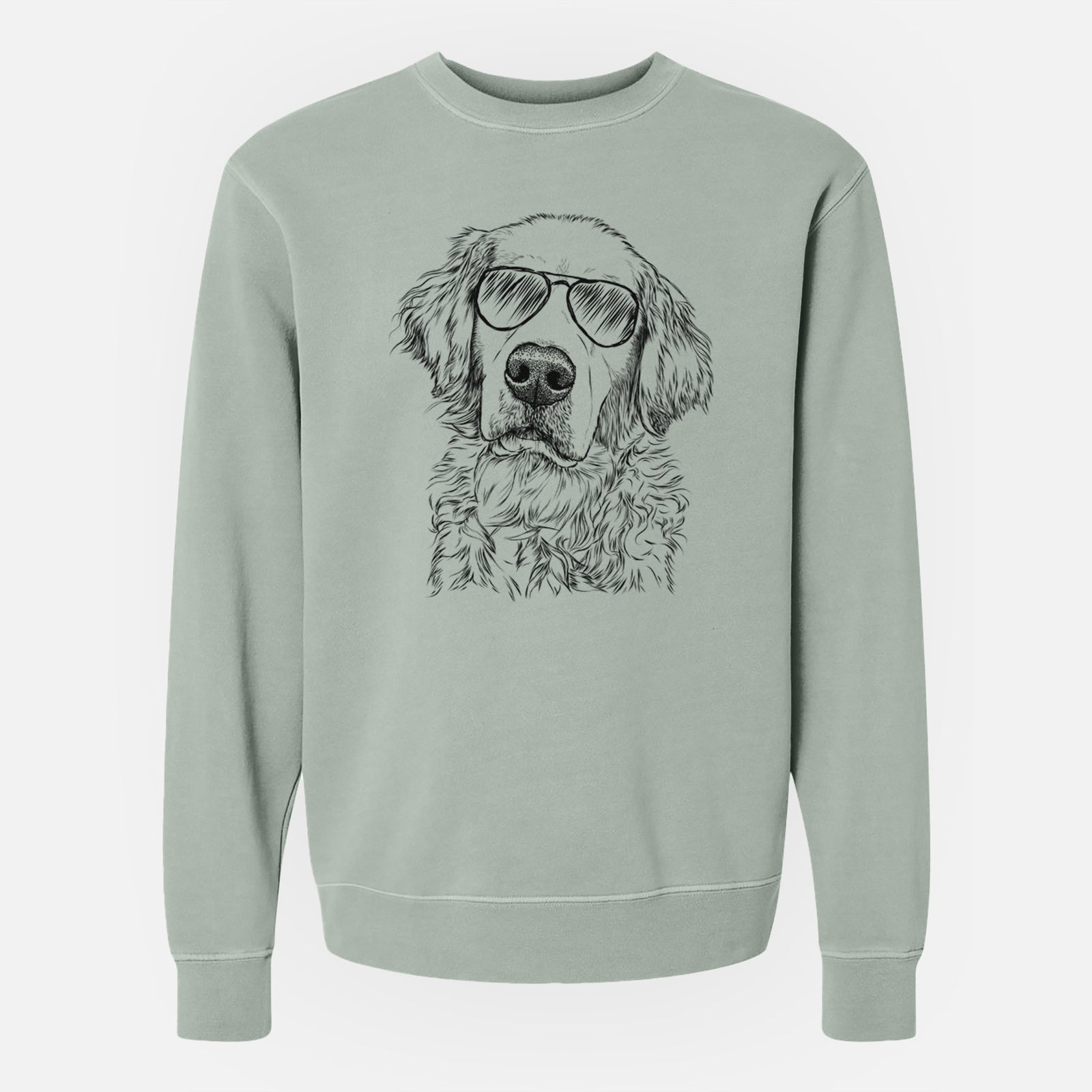 Aviator Loganator the Golden Retriever - Unisex Pigment Dyed Crew Sweatshirt
