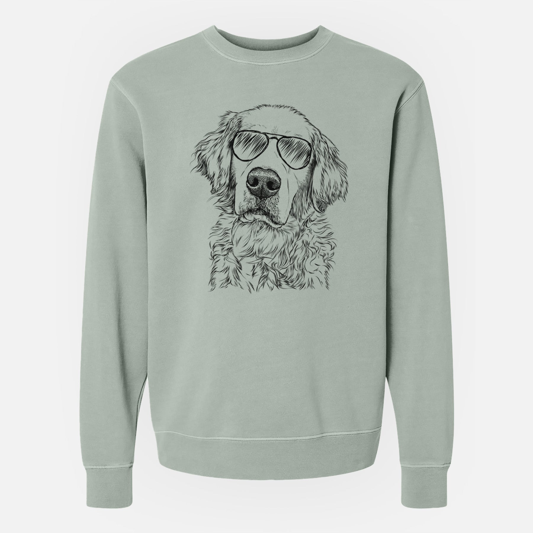 Aviator Loganator the Golden Retriever - Unisex Pigment Dyed Crew Sweatshirt