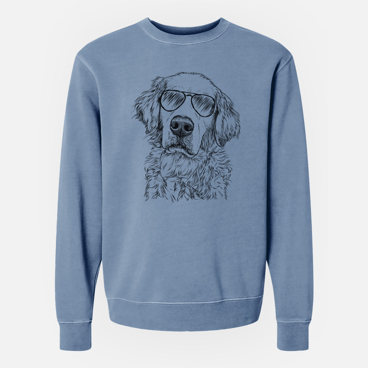 Aviator Loganator the Golden Retriever - Unisex Pigment Dyed Crew Sweatshirt