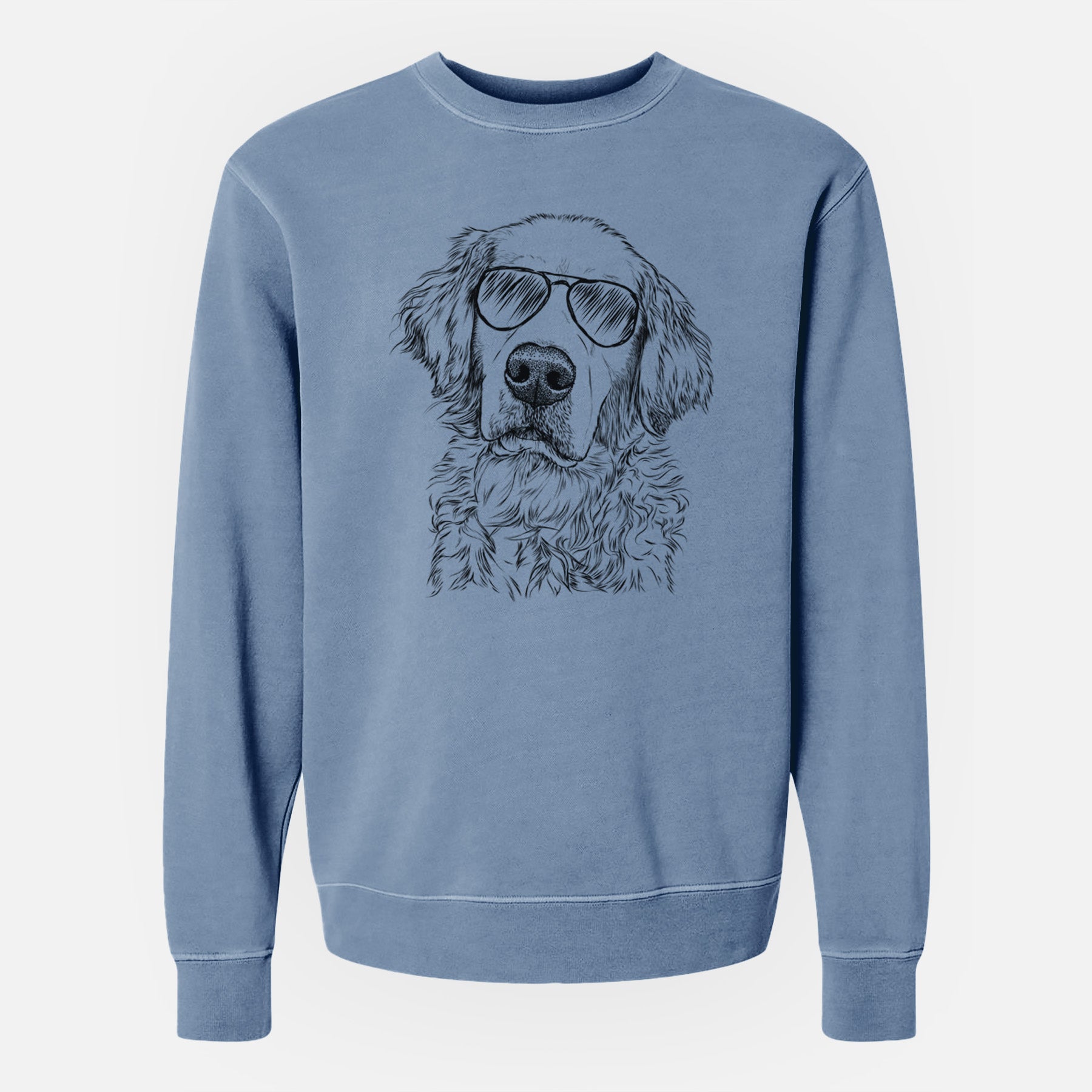 Aviator Loganator the Golden Retriever - Unisex Pigment Dyed Crew Sweatshirt