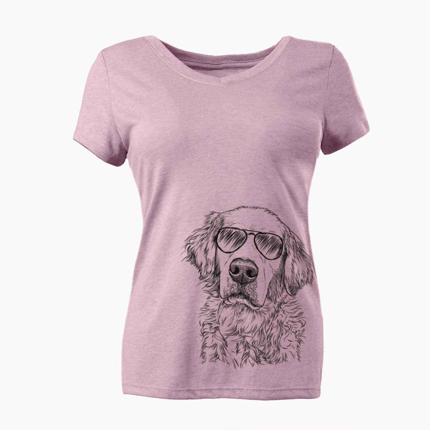 Aviator Loganator the Golden Retriever - Women's V-neck Shirt