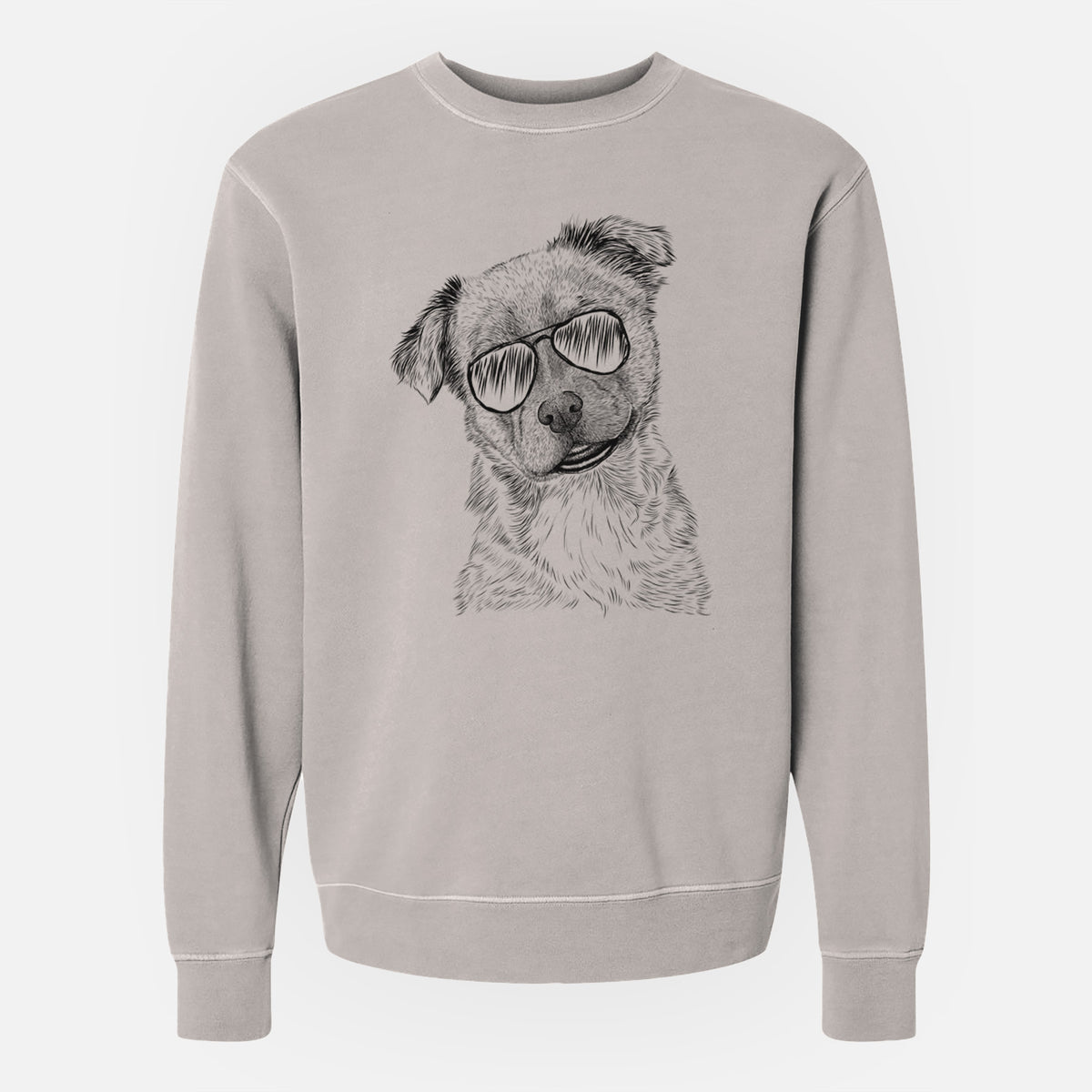 Aviator Loki Bear the Australian Cattle Dog Mix - Unisex Pigment Dyed Crew Sweatshirt