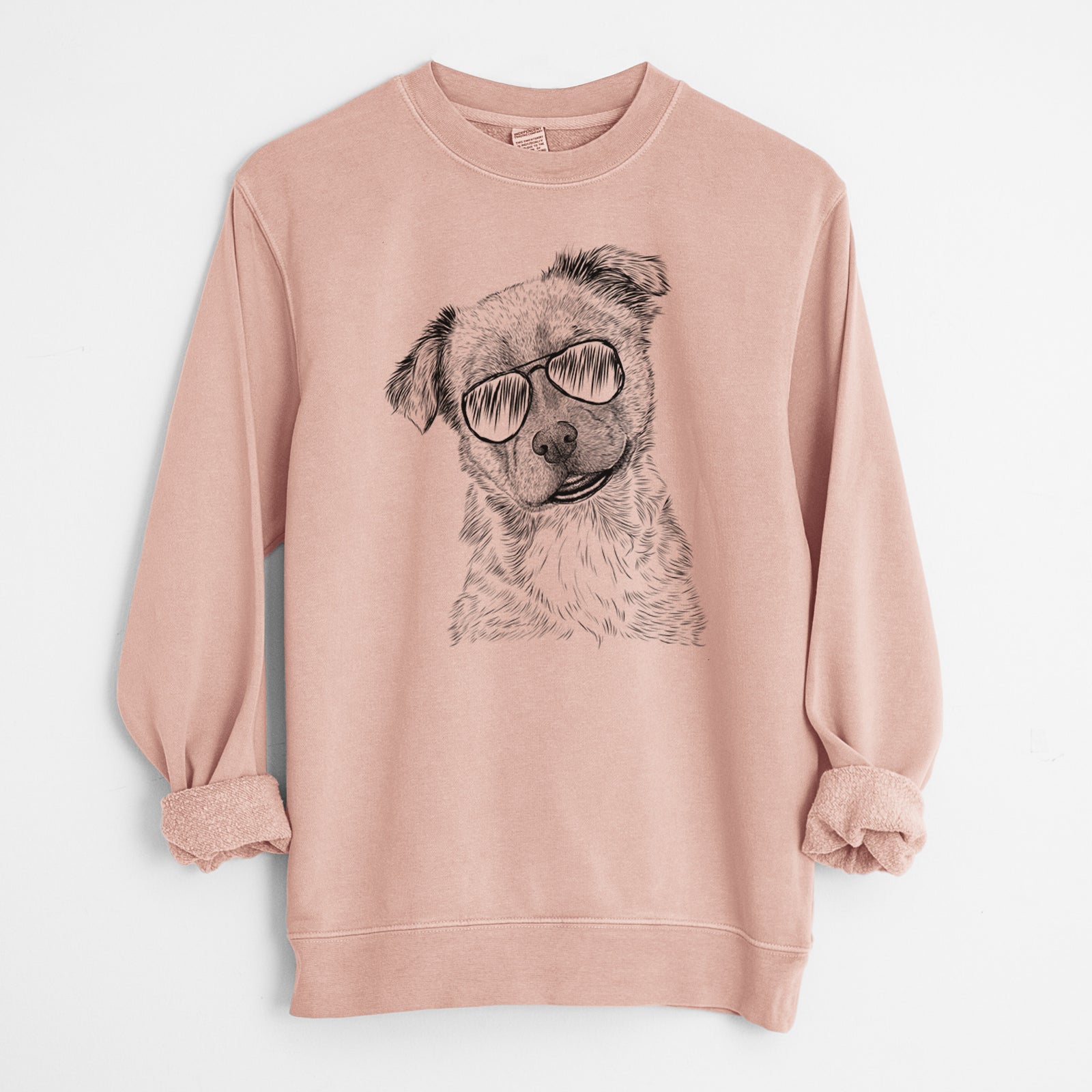 Aviator Loki Bear the Australian Cattle Dog Mix - Unisex Pigment Dyed Crew Sweatshirt
