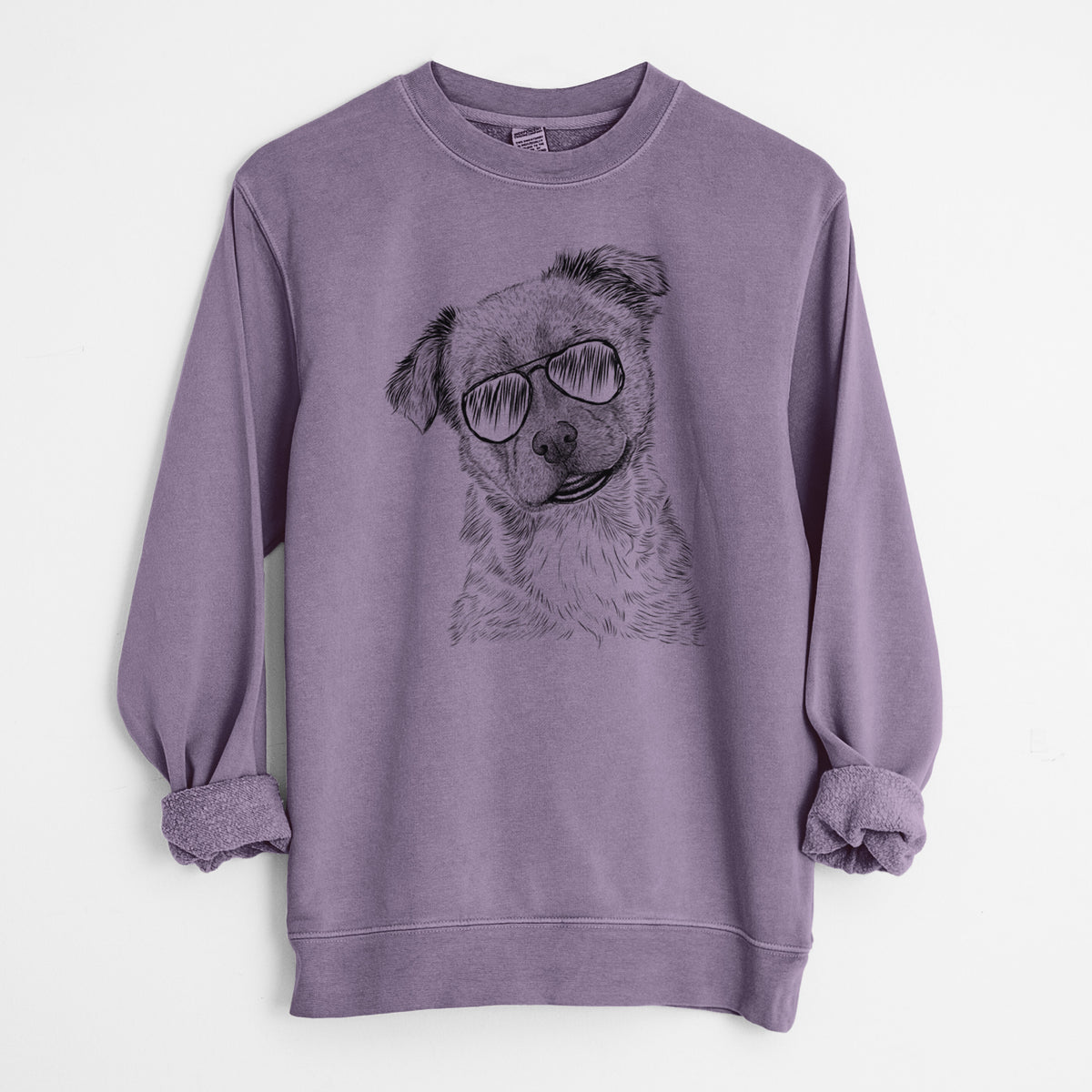 Aviator Loki Bear the Australian Cattle Dog Mix - Unisex Pigment Dyed Crew Sweatshirt
