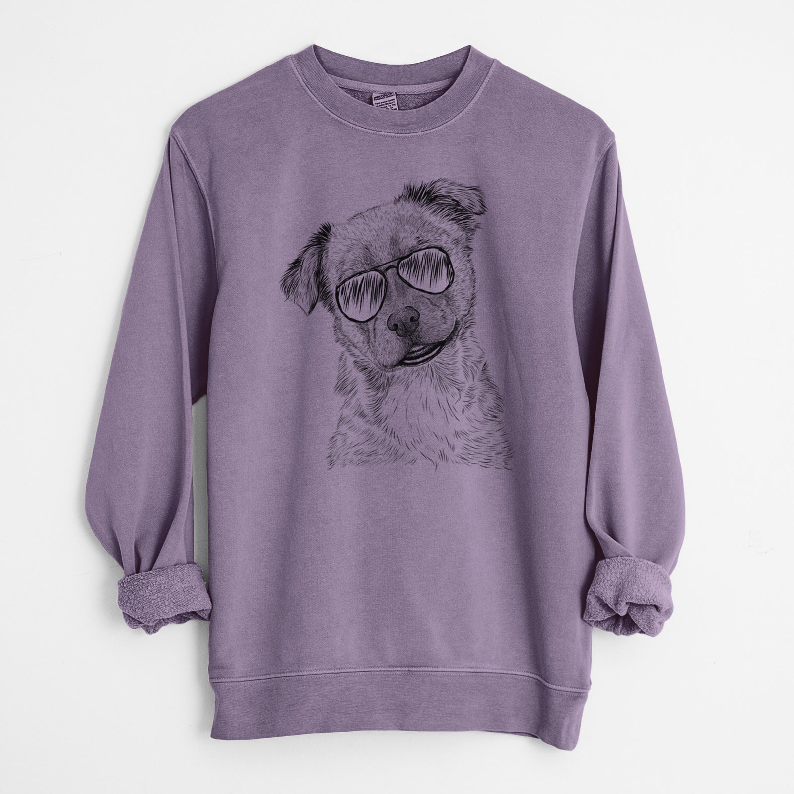 Aviator Loki Bear the Australian Cattle Dog Mix - Unisex Pigment Dyed Crew Sweatshirt